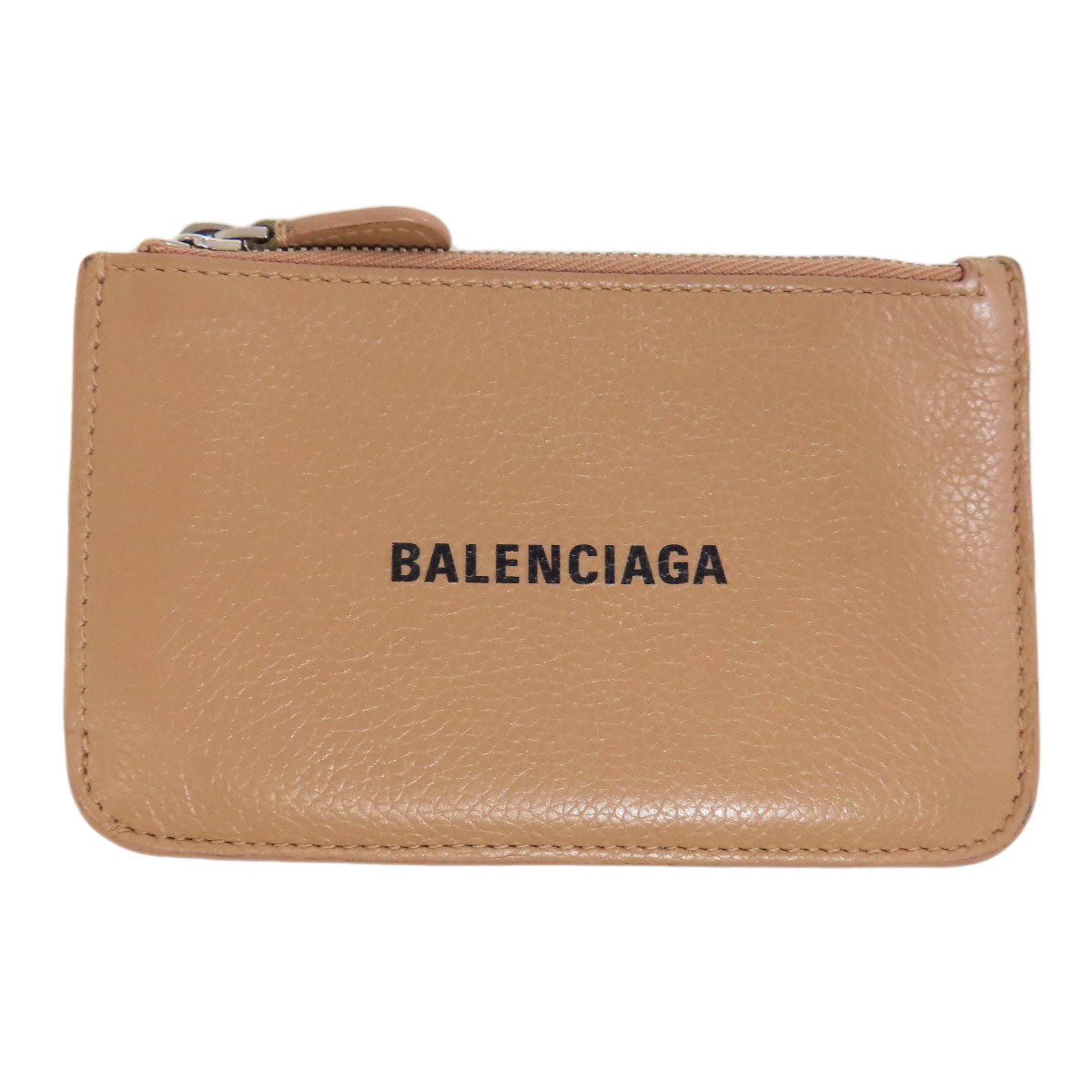 BALENCIAGA Coin case 637130 leather beige logo Women