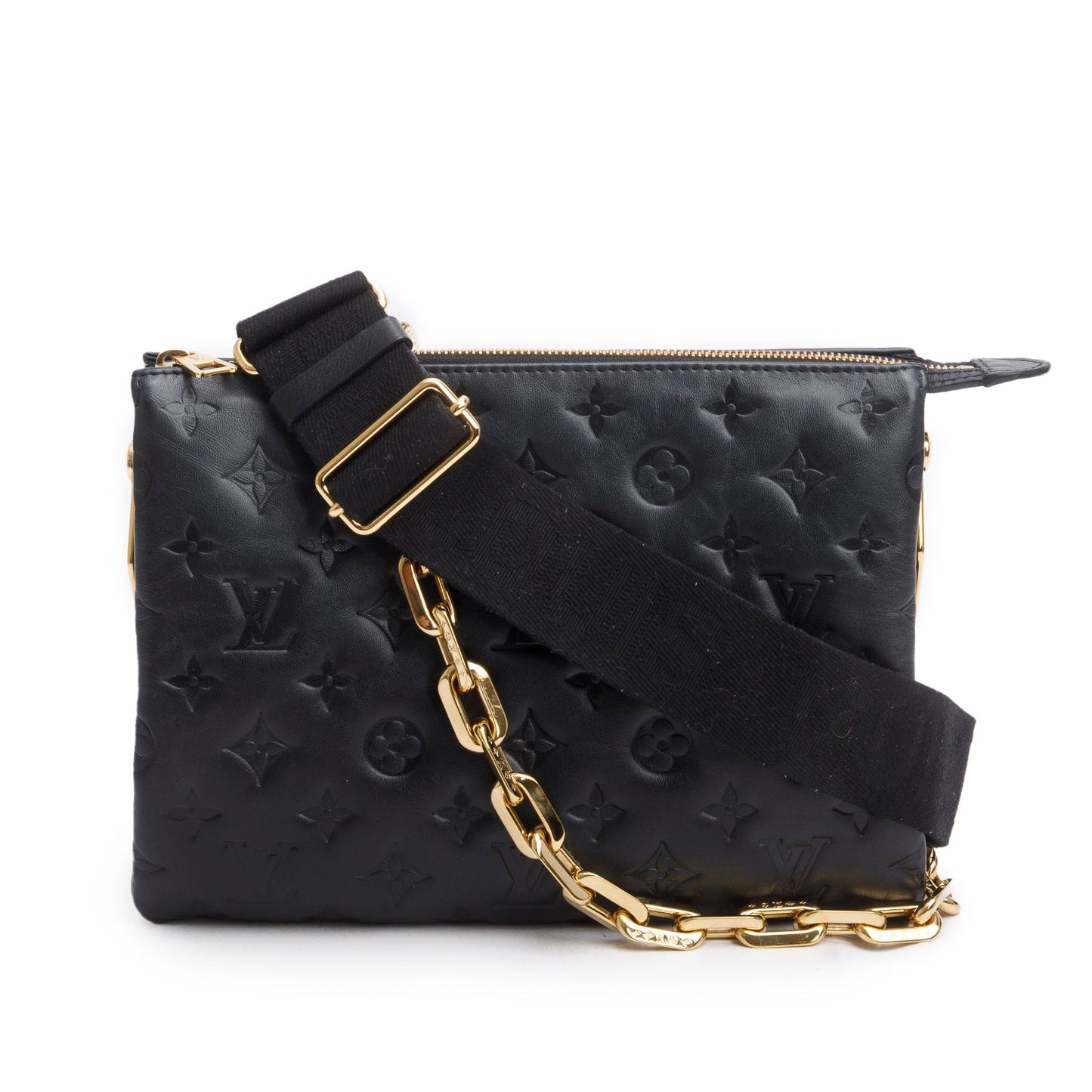 Louis Vuitton 2021 Black Monogram Embossed Lambskin Leather Coussin PM