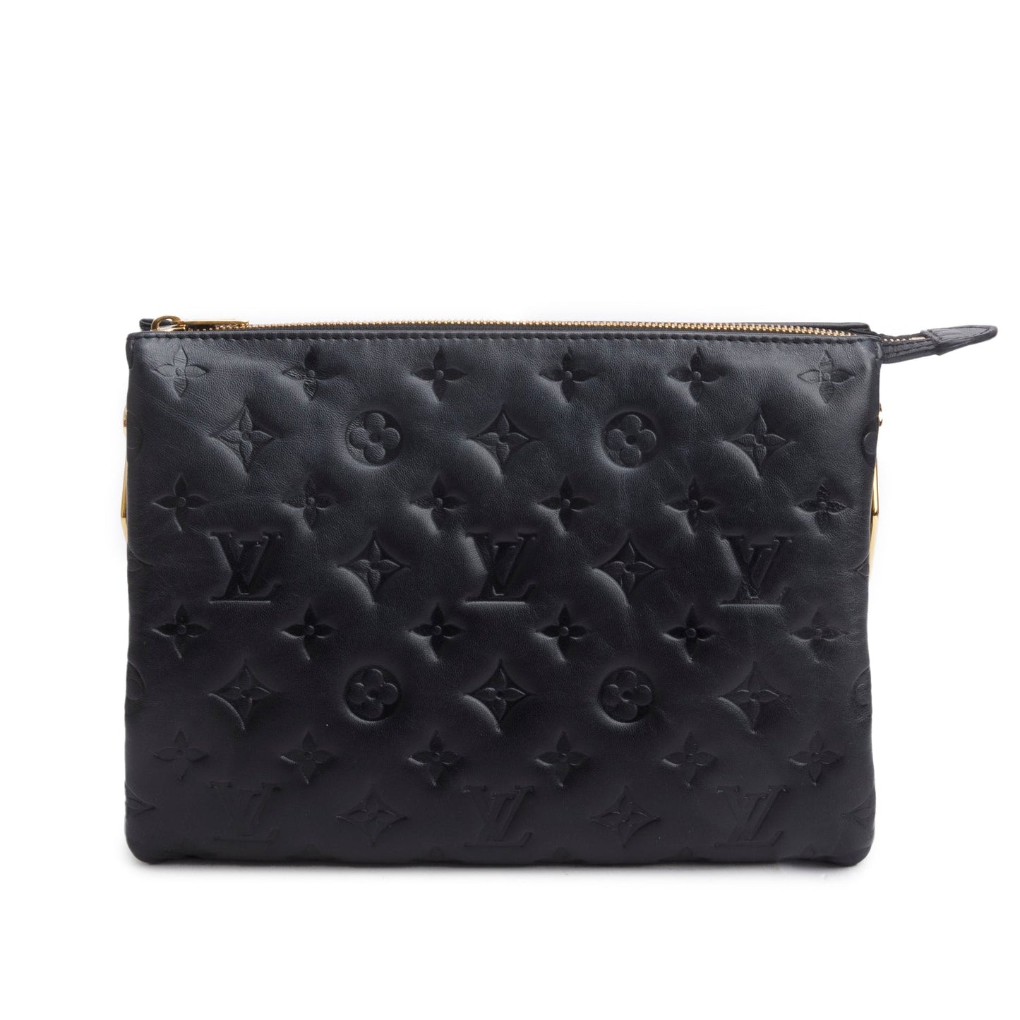 Louis Vuitton 2021 Black Monogram Embossed Lambskin Leather Coussin PM