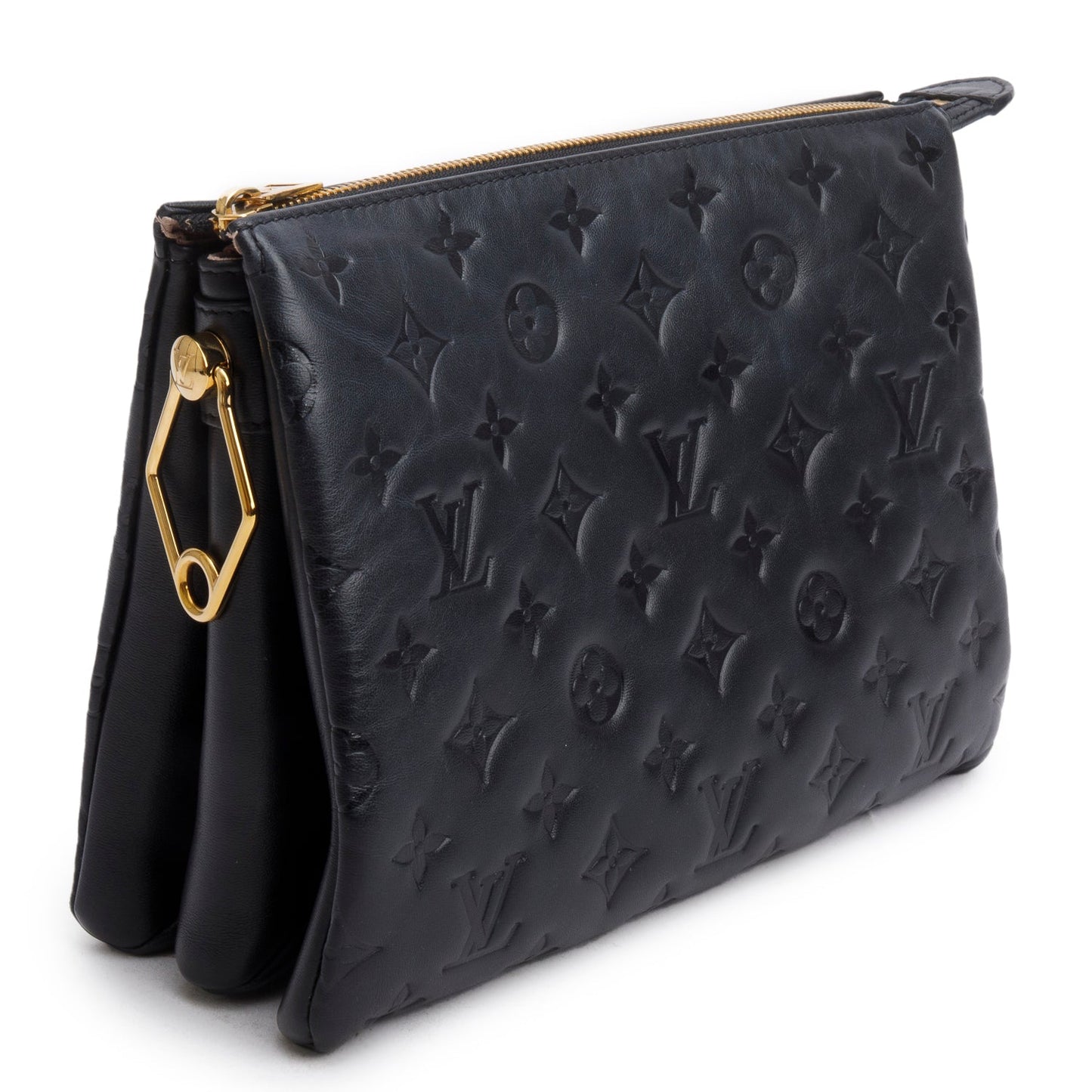 Louis Vuitton 2021 Black Monogram Embossed Lambskin Leather Coussin PM