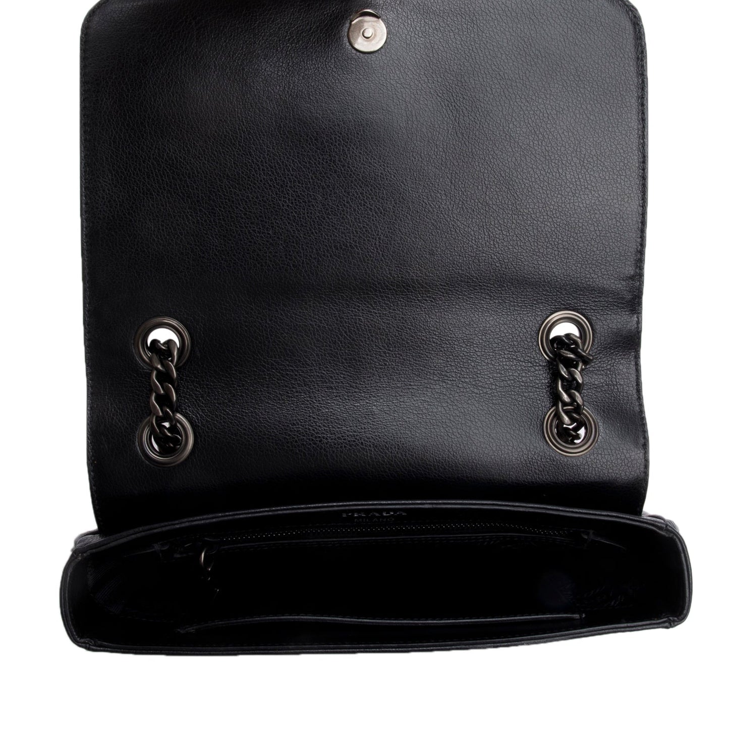 Prada Black/White Glace Calf Leather Studded Camera Crossbody Bag