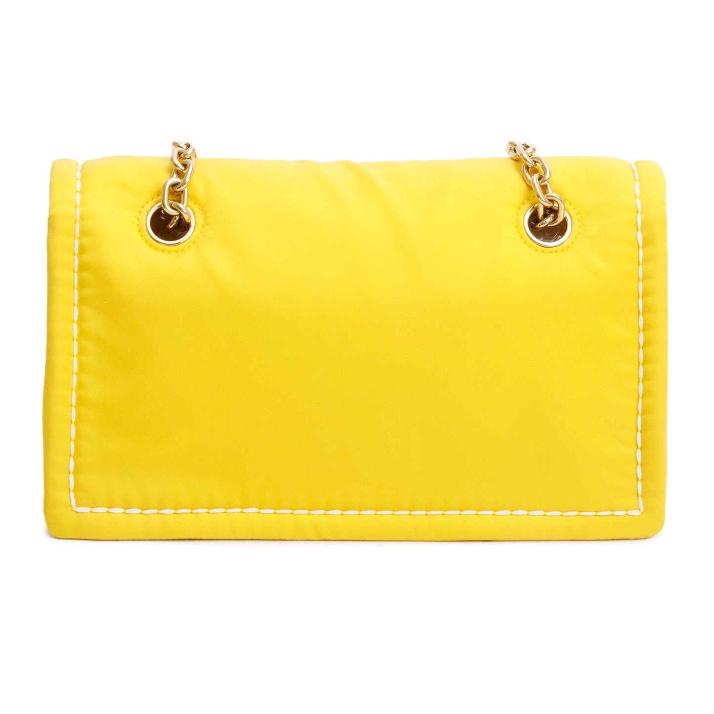 Prada Yellow Nylon Tessuto Chain Flap Bag