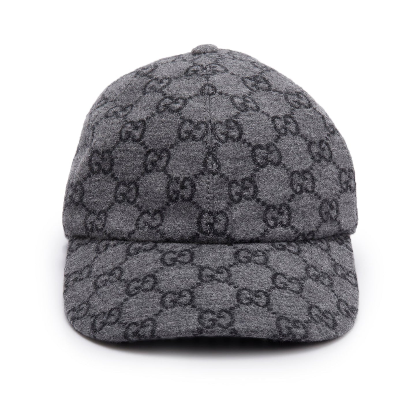 Gucci Grey Wool GG Monogram Baseball Hat, Size M 58