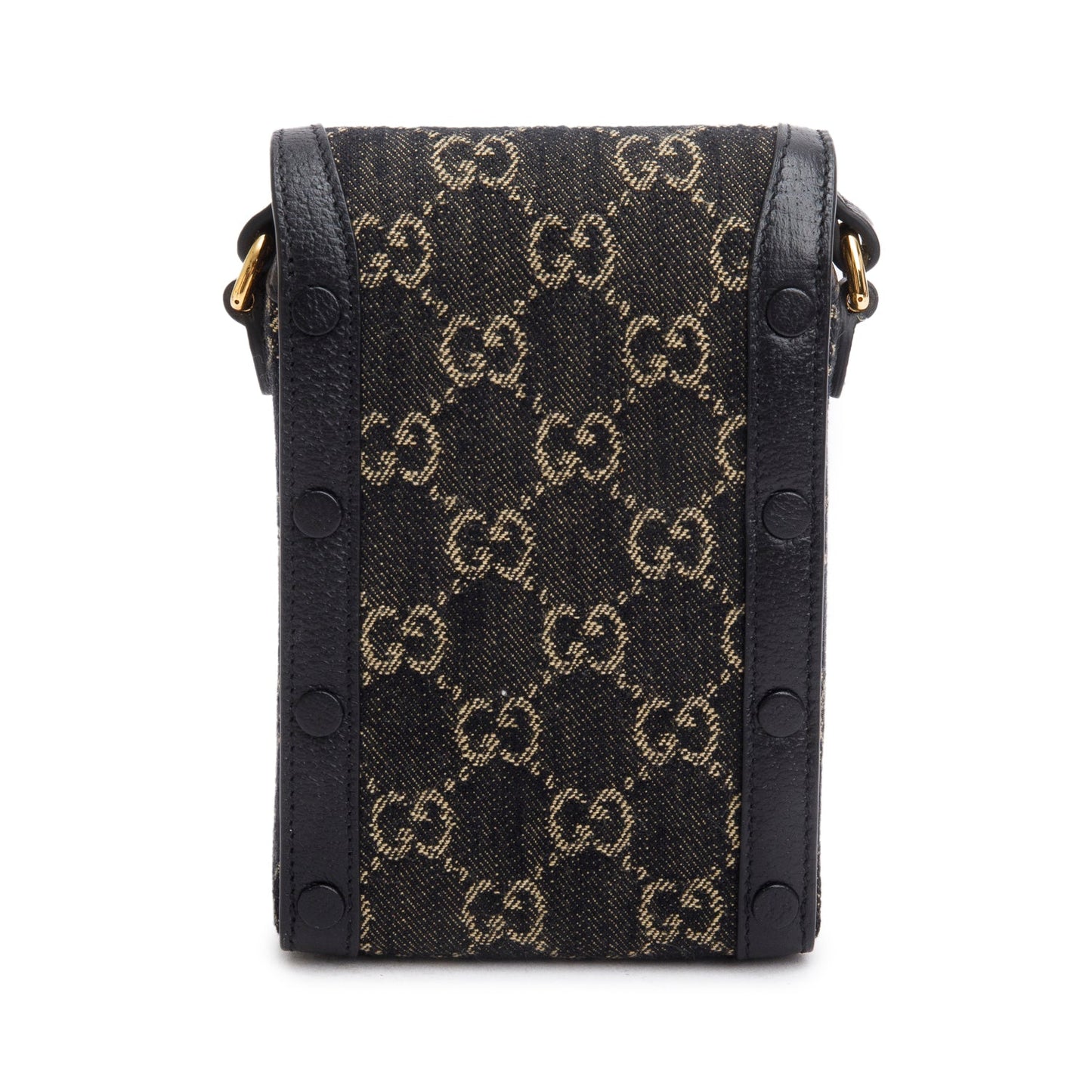 Gucci Black GG Supreme Denim Monogram Mini Horsebit 1955 Crossbody Bag
