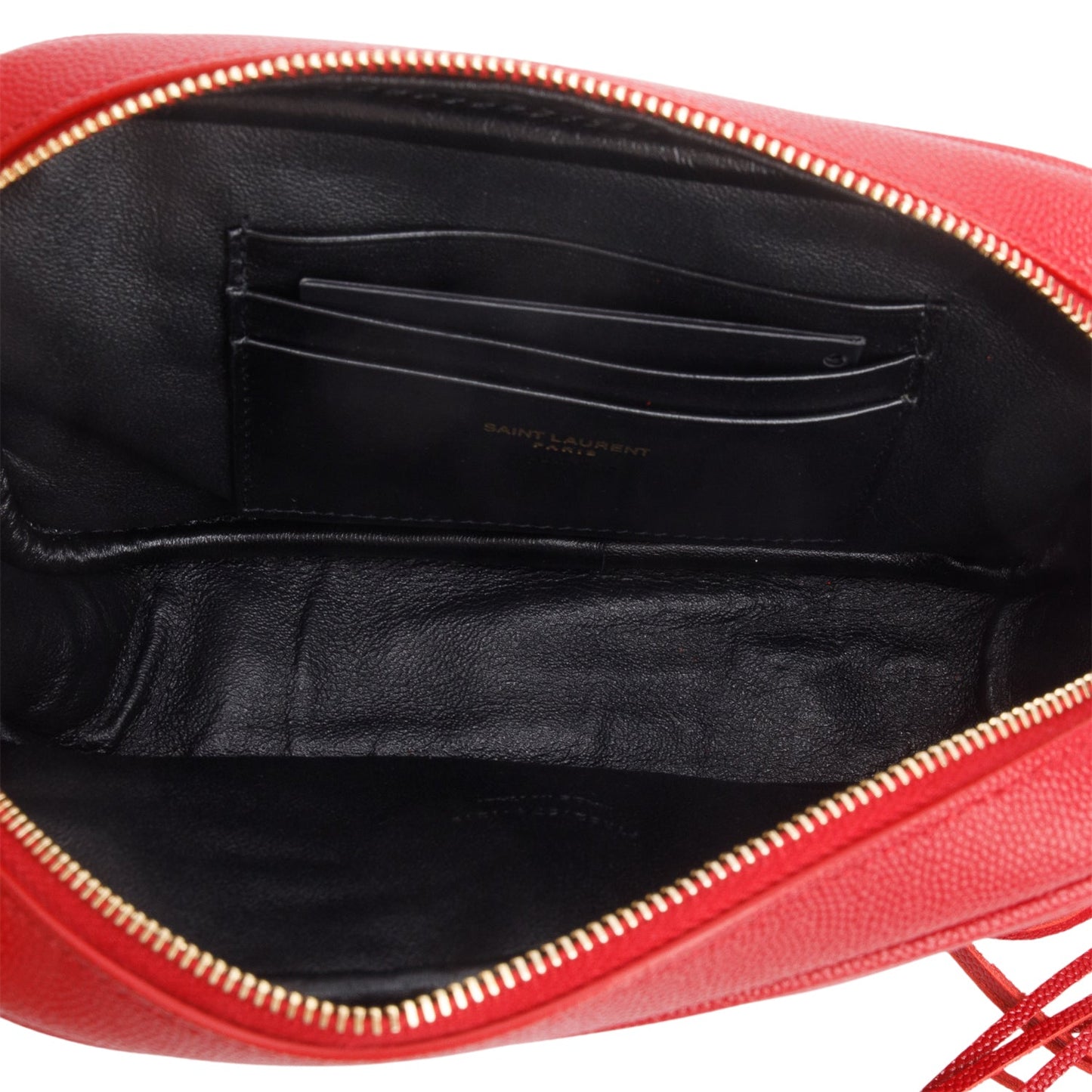 Saint Laurent Red Quilted Calfskin Matelasse Leather Mini Lou Camera Bag