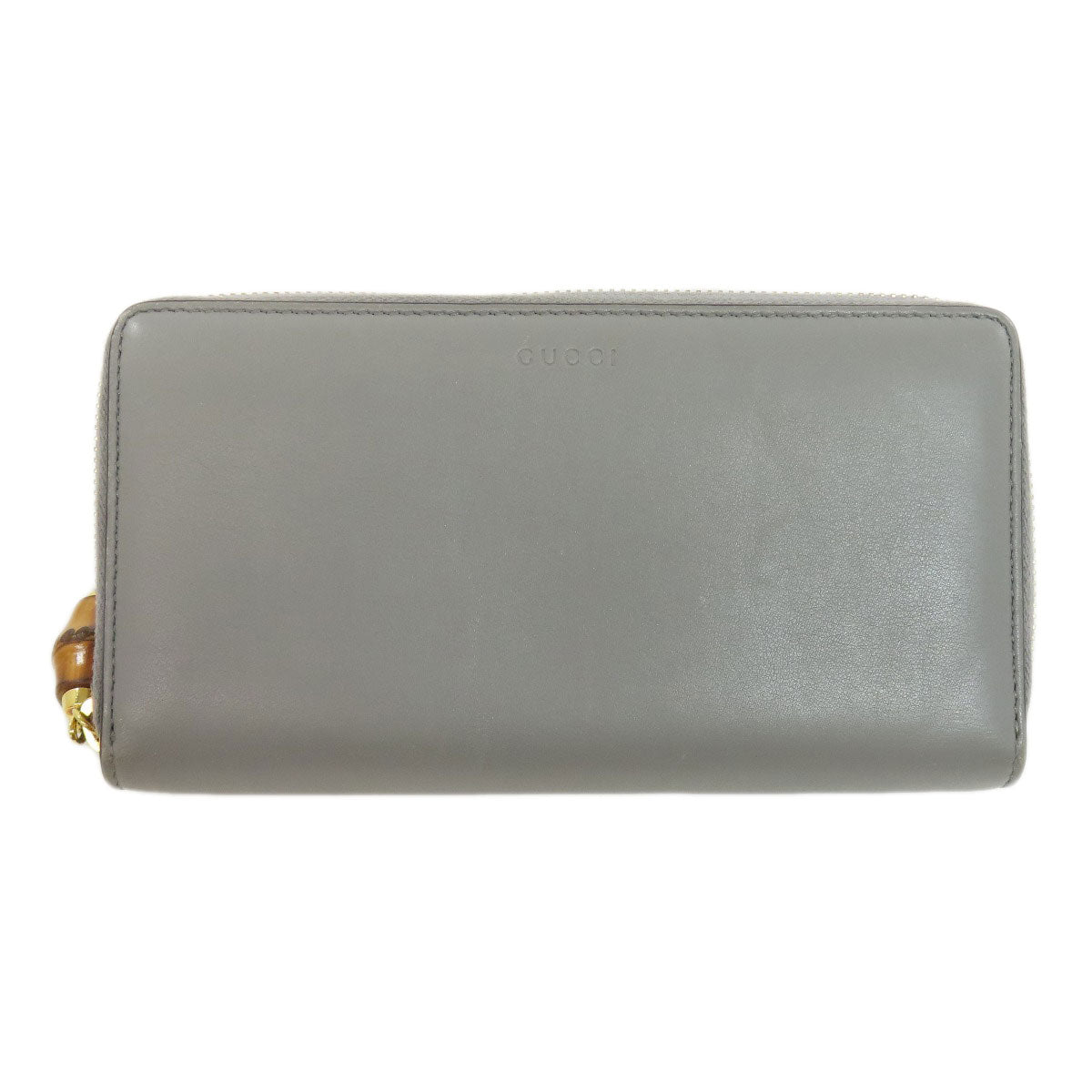 GUCCI Long Wallet Purse 453158 leather gray Bamboo Women