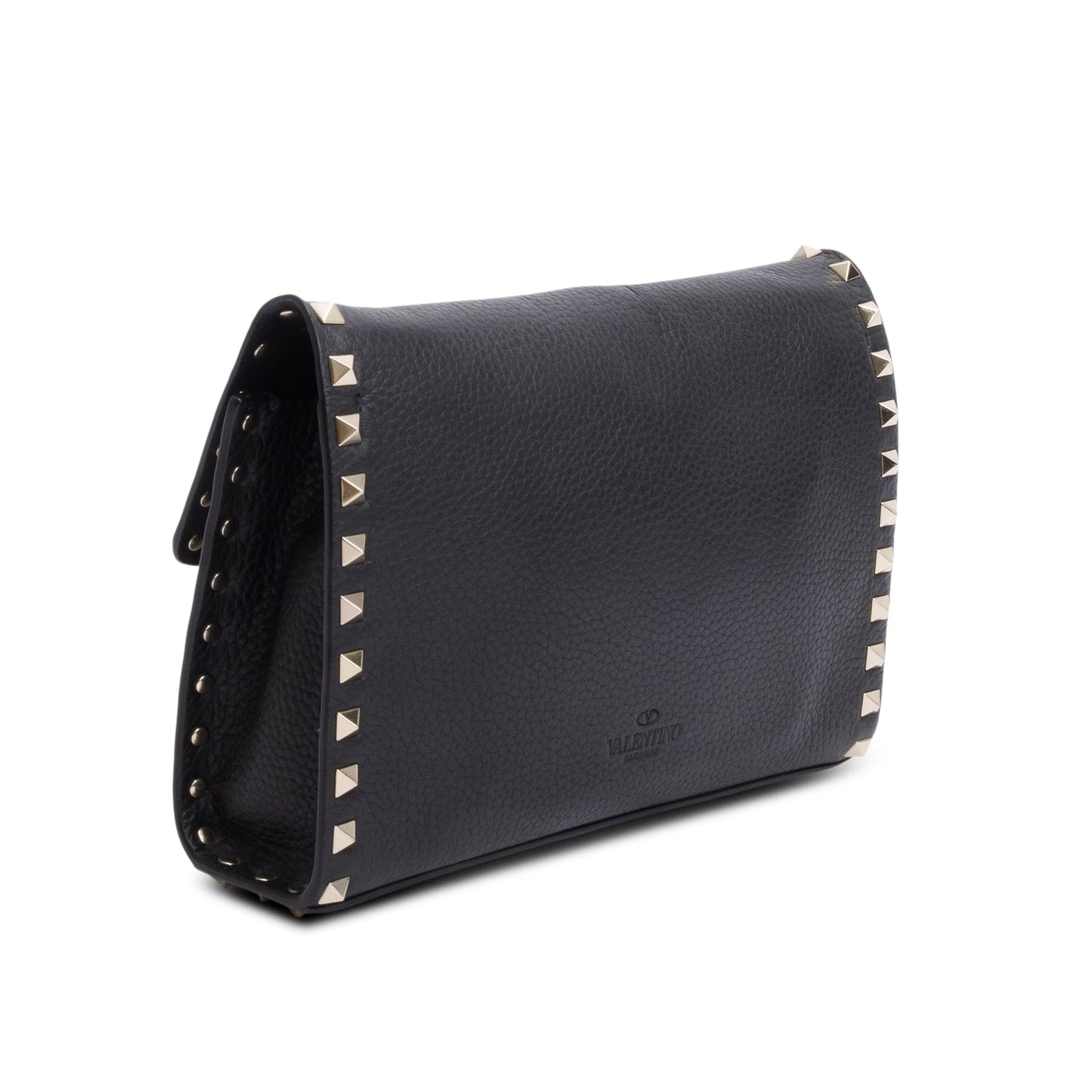 Valentino Black Small Rockstud Grainy Calfskin Crossbody Bag