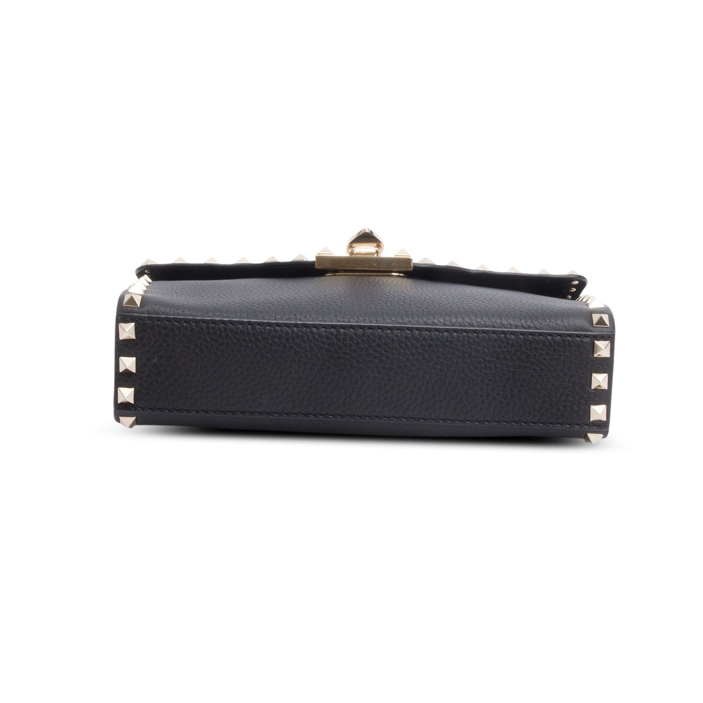 Valentino Black Small Rockstud Grainy Calfskin Crossbody Bag