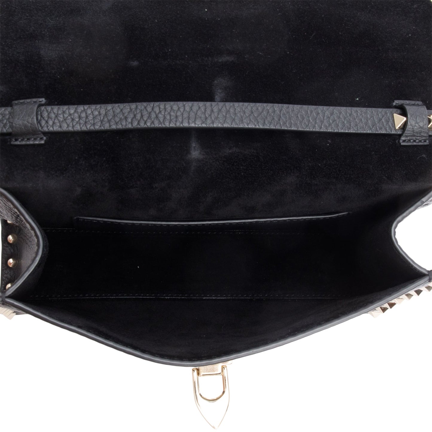 Valentino Black Small Rockstud Grainy Calfskin Crossbody Bag
