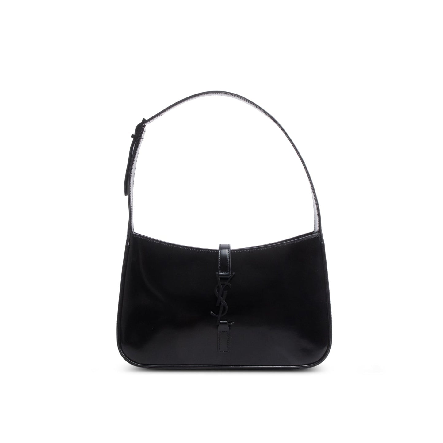 Saint Laurent 2023 Black Patent Leather Monogram Le 5 A 7 Hobo Bag