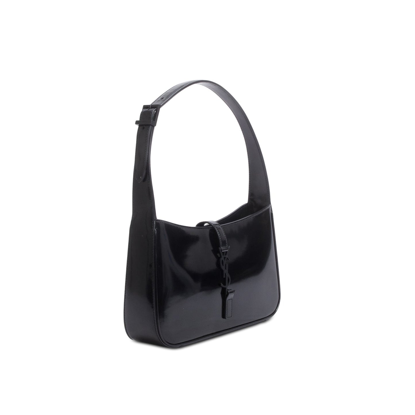 Saint Laurent 2023 Black Patent Leather Monogram Le 5 A 7 Hobo Bag