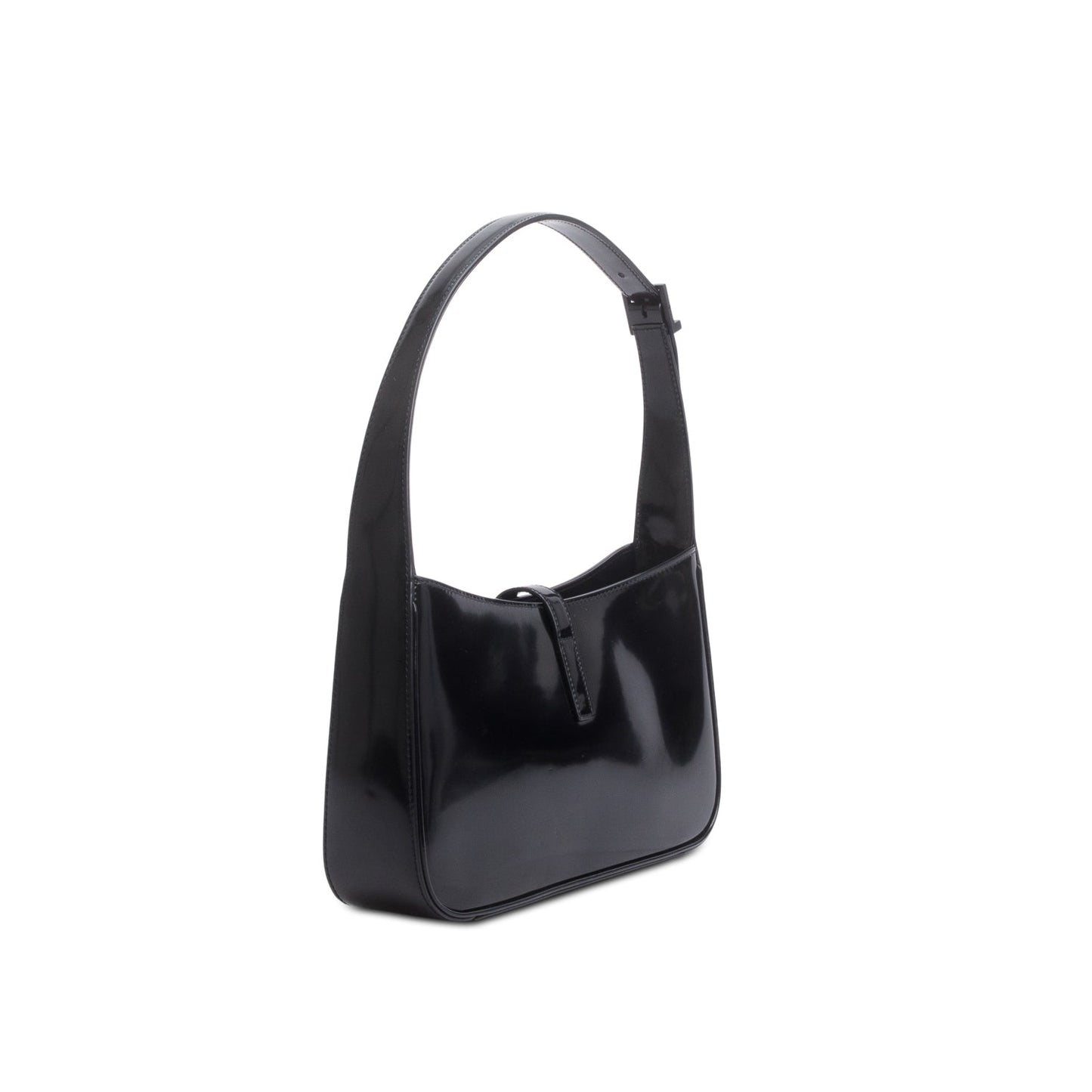 Saint Laurent 2023 Black Patent Leather Monogram Le 5 A 7 Hobo Bag