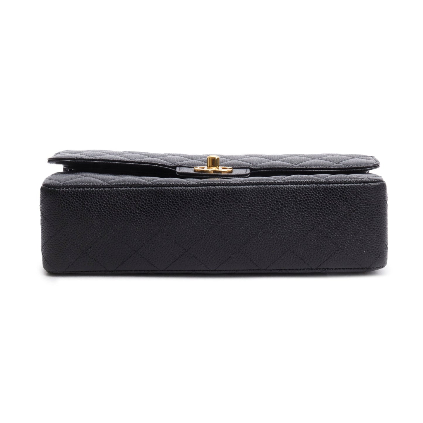 Chanel Black Quilted Caviar Leather Classic Medium Double Flap Bag