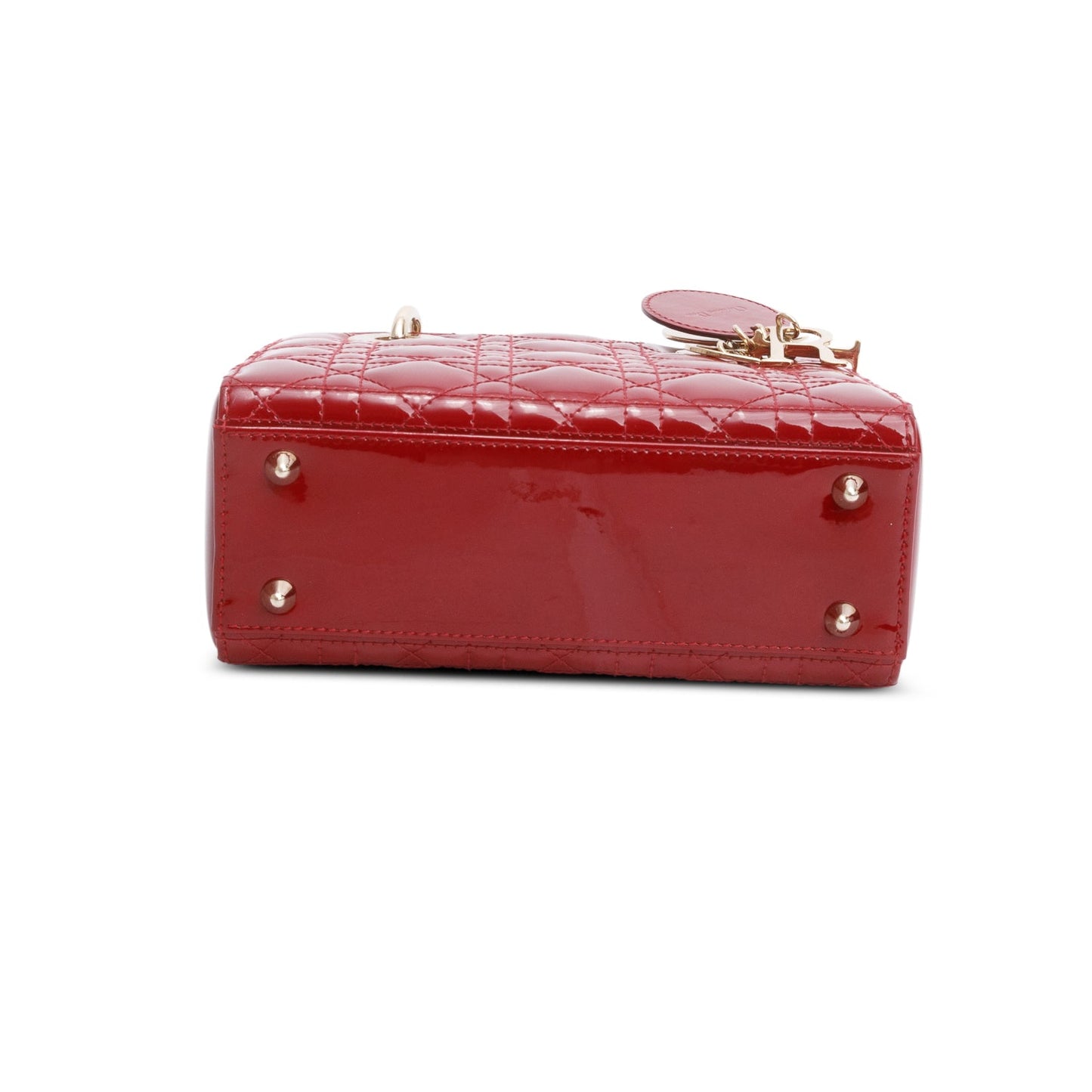 Christian Dior 2022 Red Patent Cannage Leather Small Lady Dior