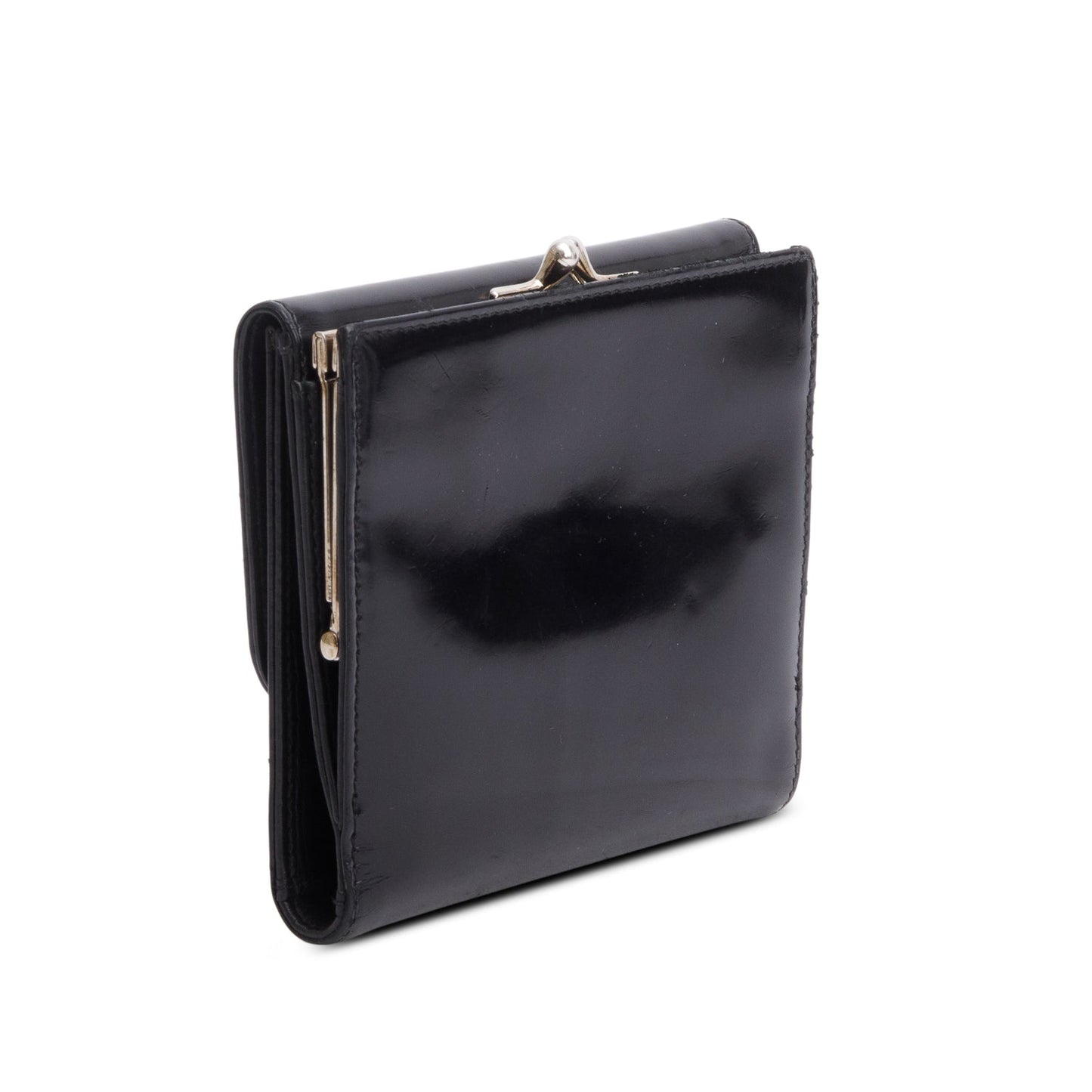 Prada Black Spazzolato Trifold Compact Wallet