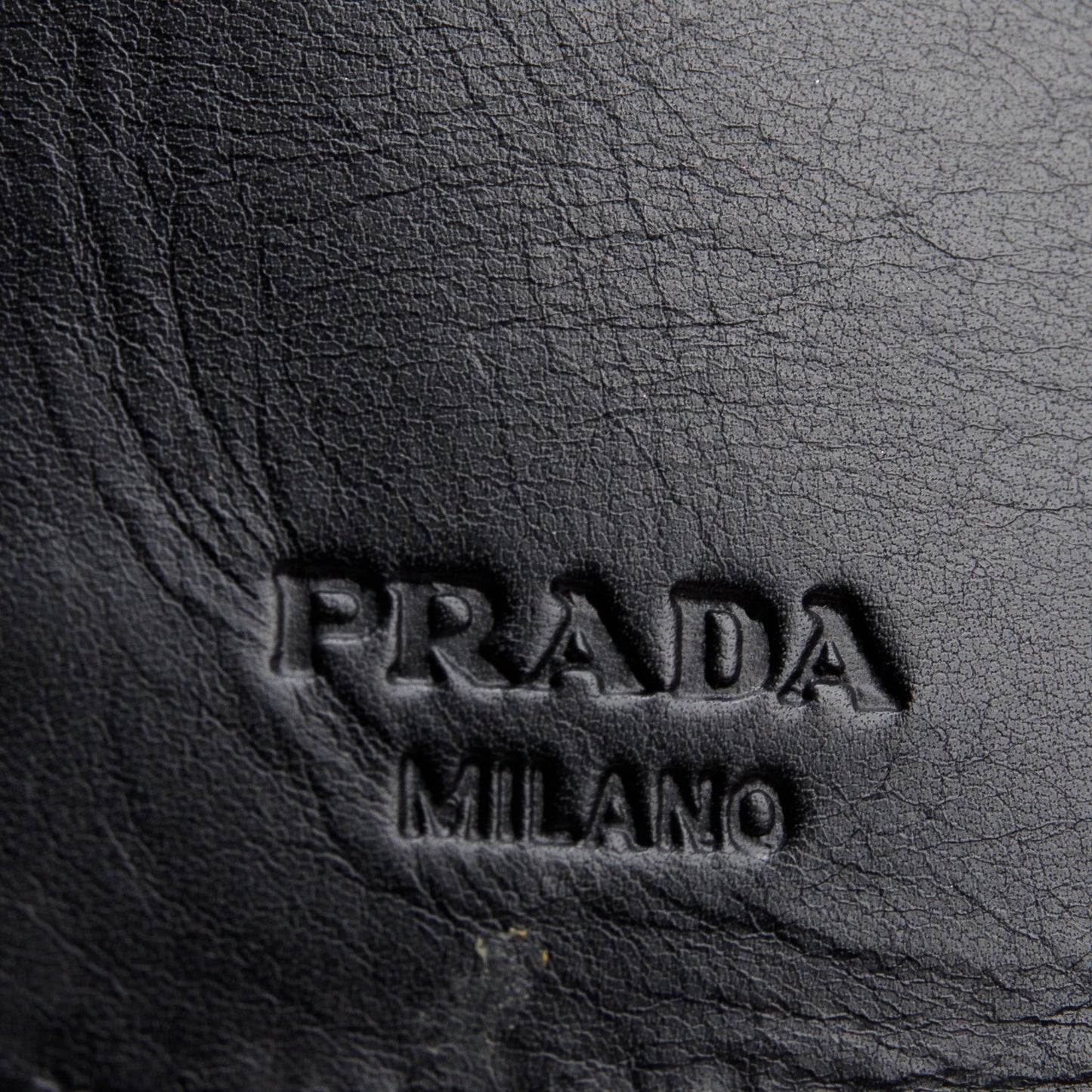 Prada Black Spazzolato Trifold Compact Wallet