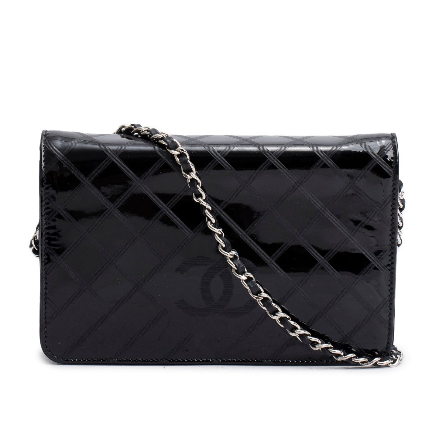 Chanel Black Patent CC Leather Wallet on Chain