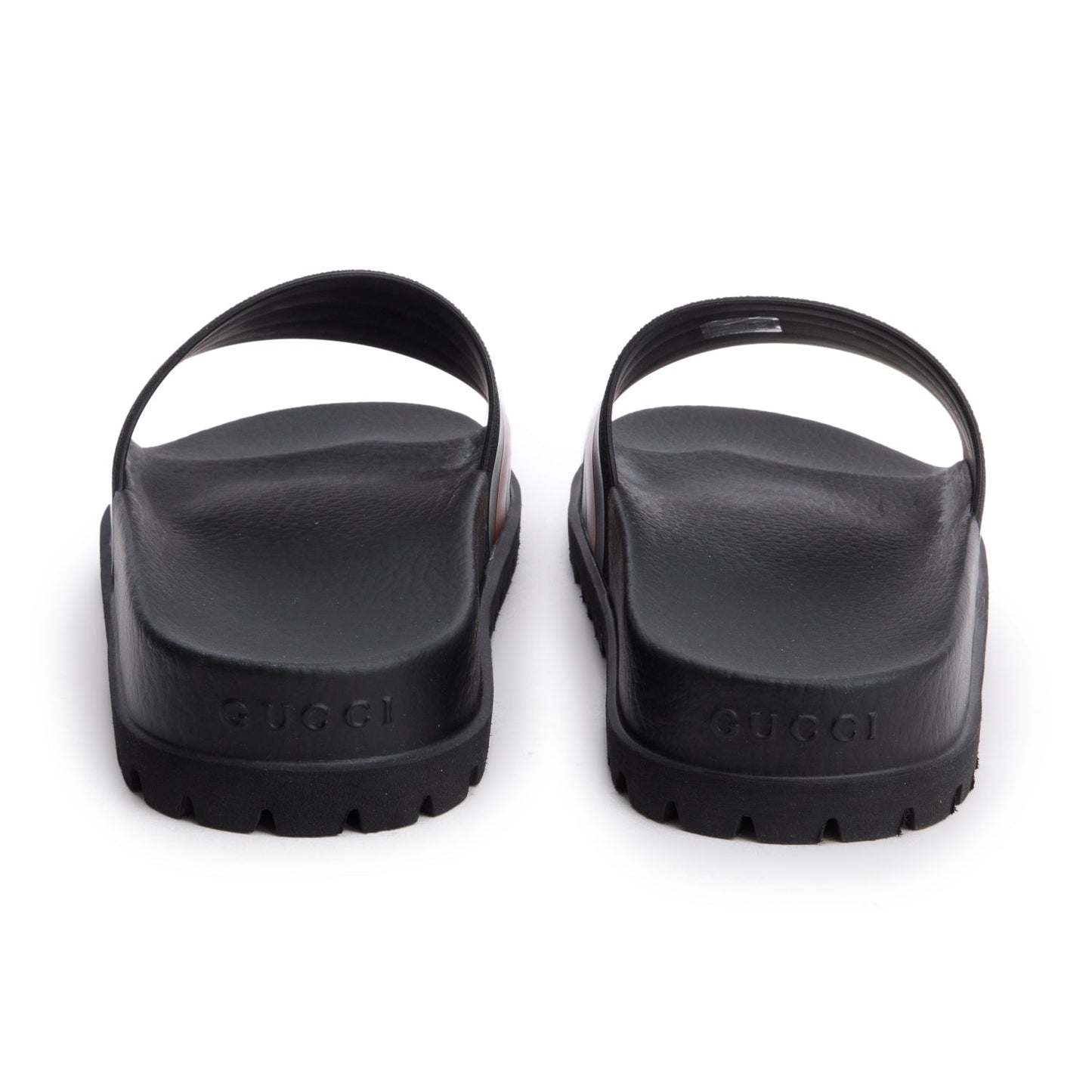 Gucci Black, Green & Red Web Accent Rubber Slides, Men's Size 7