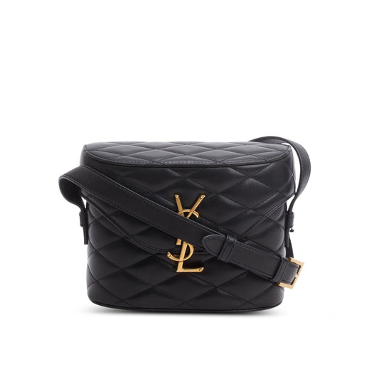 Saint Laurent 2025 Black Quilted Leather June Box Crossbody Bag