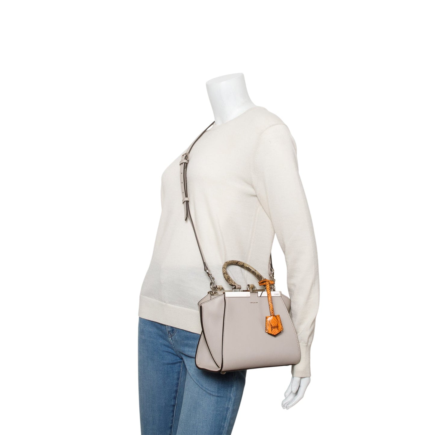 Fendi Grey Vitello Dolce Bi-Color Mini 3 Jours Tote