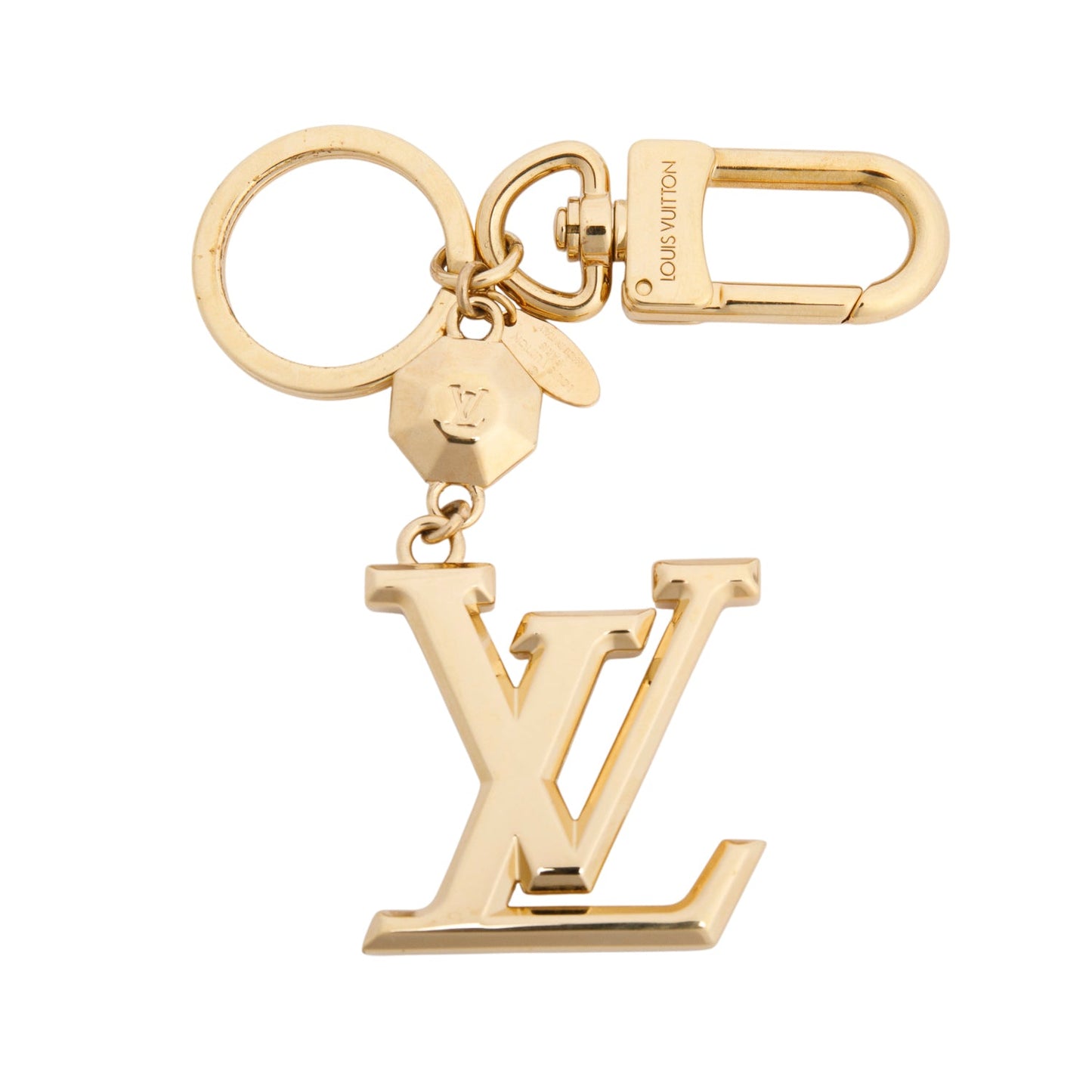 Louis Vuitton 2021 Gold Tone Metal Porte Cles LV Facettes Bag Charm Keychain