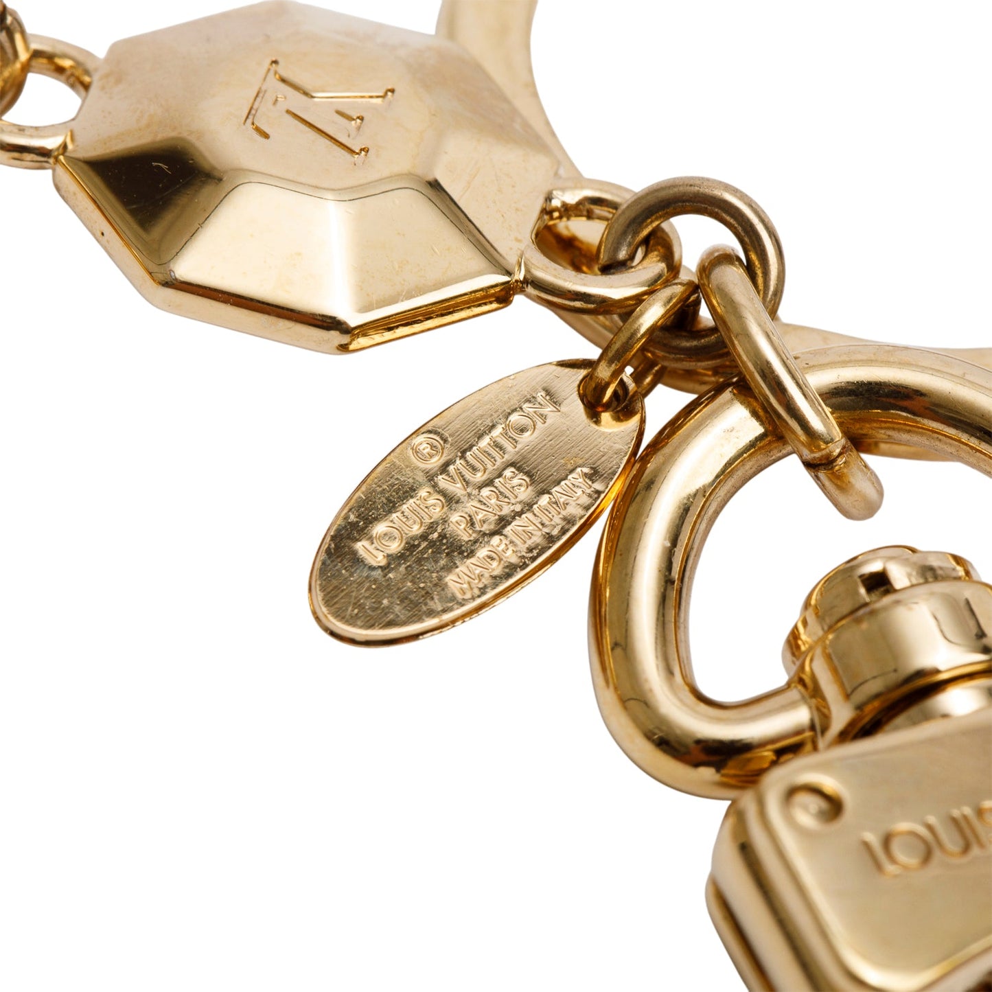 Louis Vuitton 2021 Gold Tone Metal Porte Cles LV Facettes Bag Charm Keychain