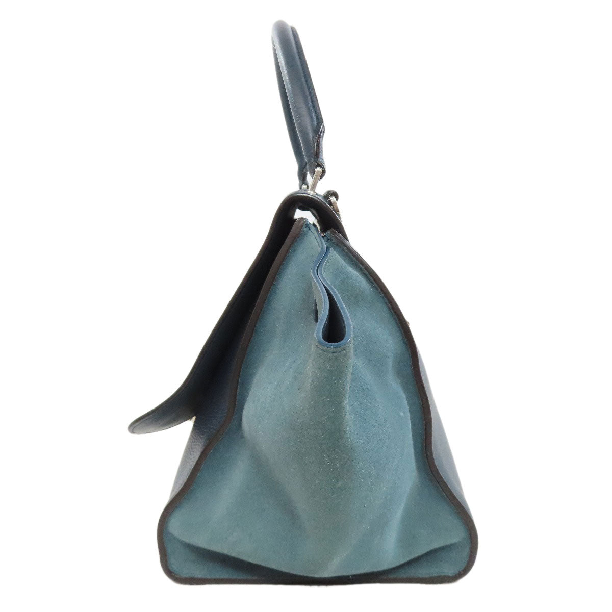 CELINE Handbag leather Navy Trapeze 2WAY Women