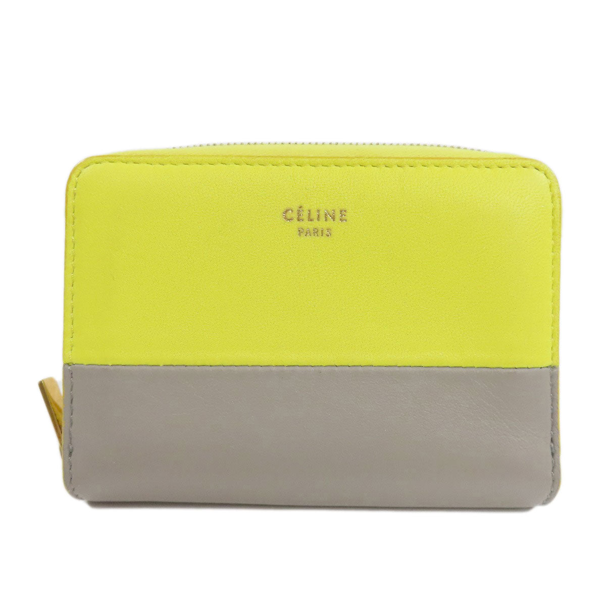 CELINE Coin case leather yellow logo Women