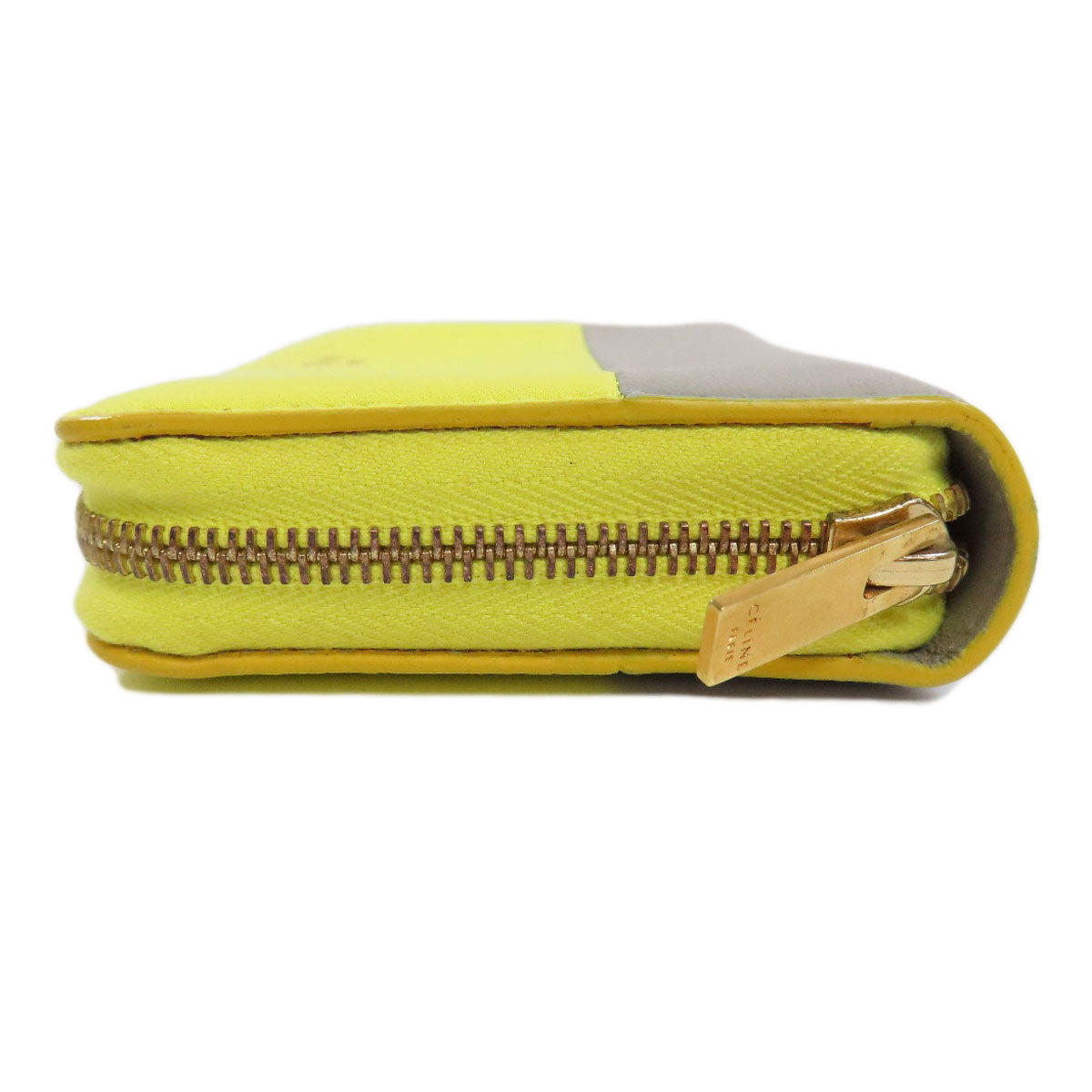 CELINE Coin case leather yellow logo Women