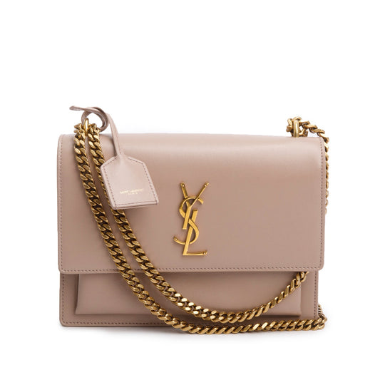Saint Laurent 2023 Dark Beige Smooth Leather Medium Sunset Bag