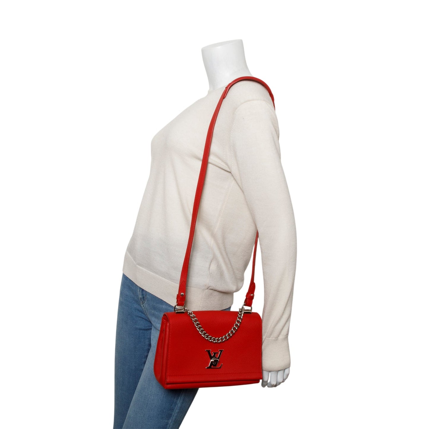 Louis Vuitton 2015 Red Calfskin Lock Me II Chain Bag BB