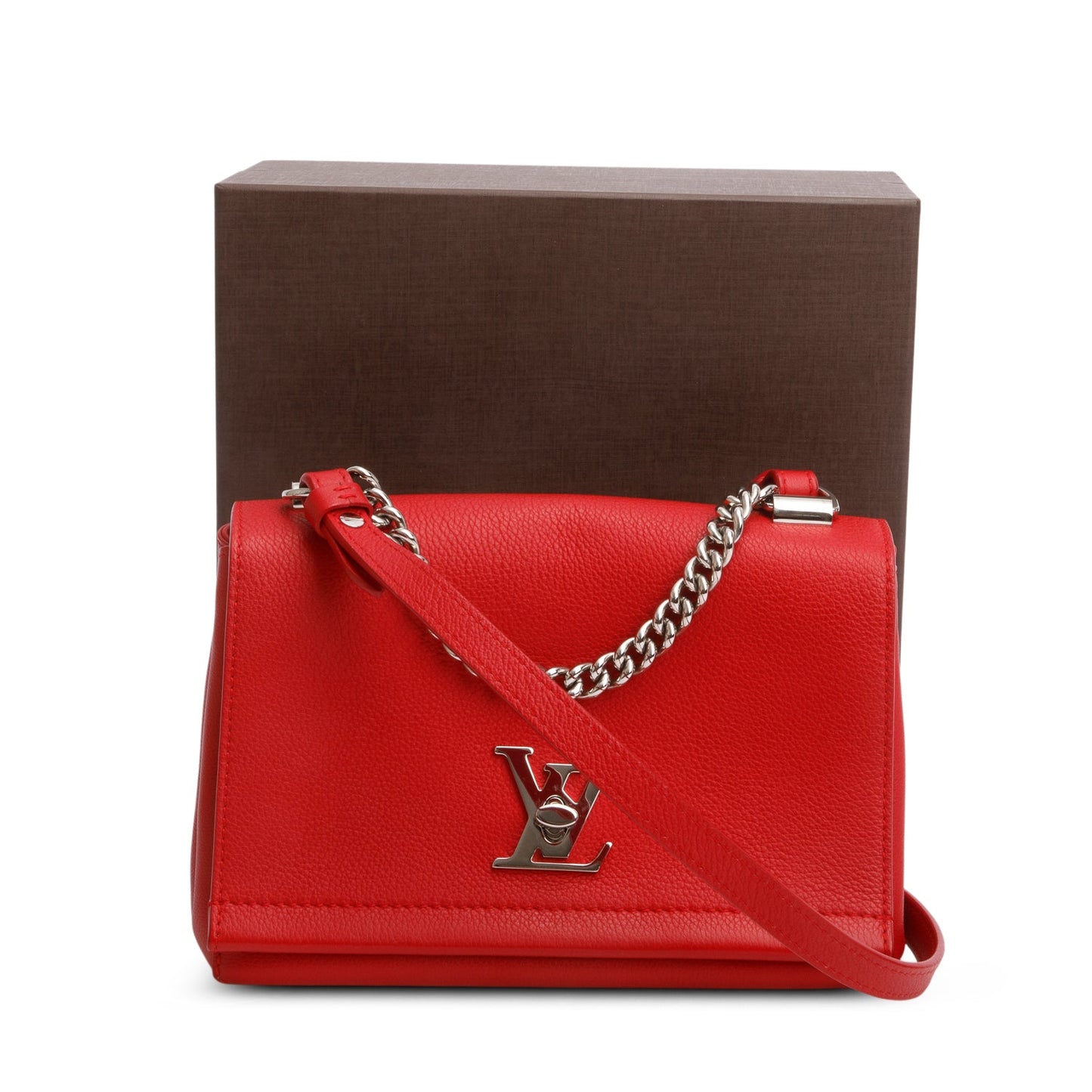 Louis Vuitton 2015 Red Calfskin Lock Me II Chain Bag BB