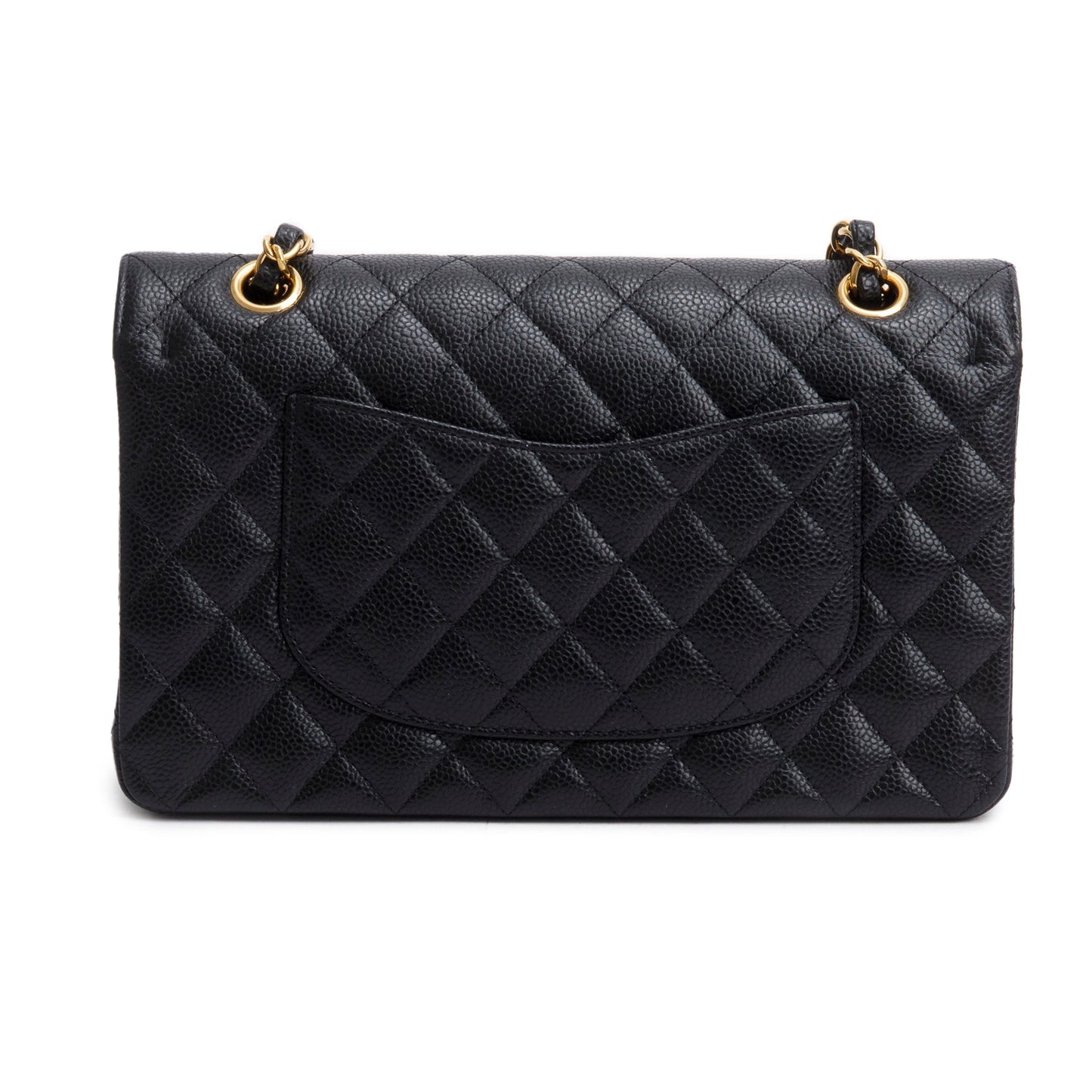 Chanel 2023 Black Quilted Caviar Leather Classic Medium Double Flap Bag