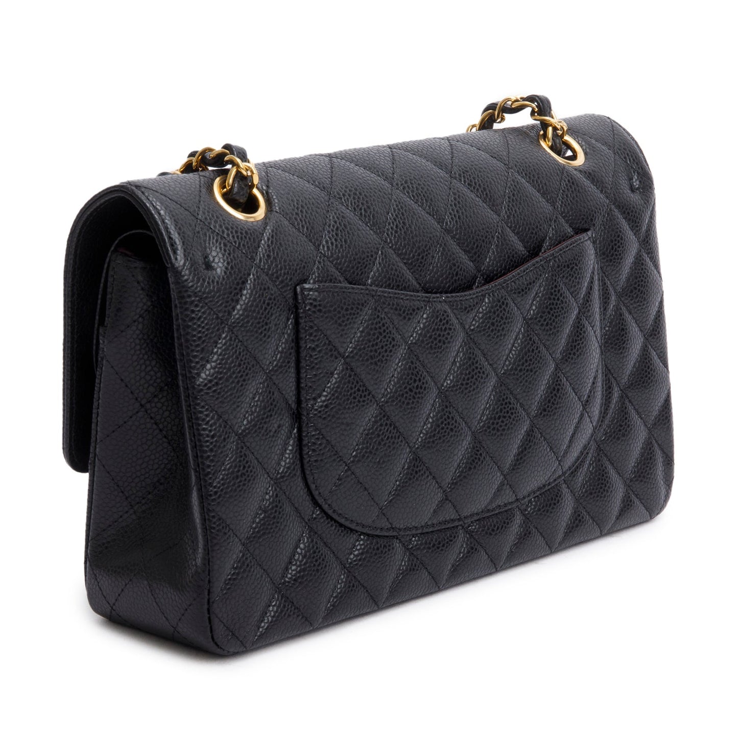 Chanel 2023 Black Quilted Caviar Leather Classic Medium Double Flap Bag