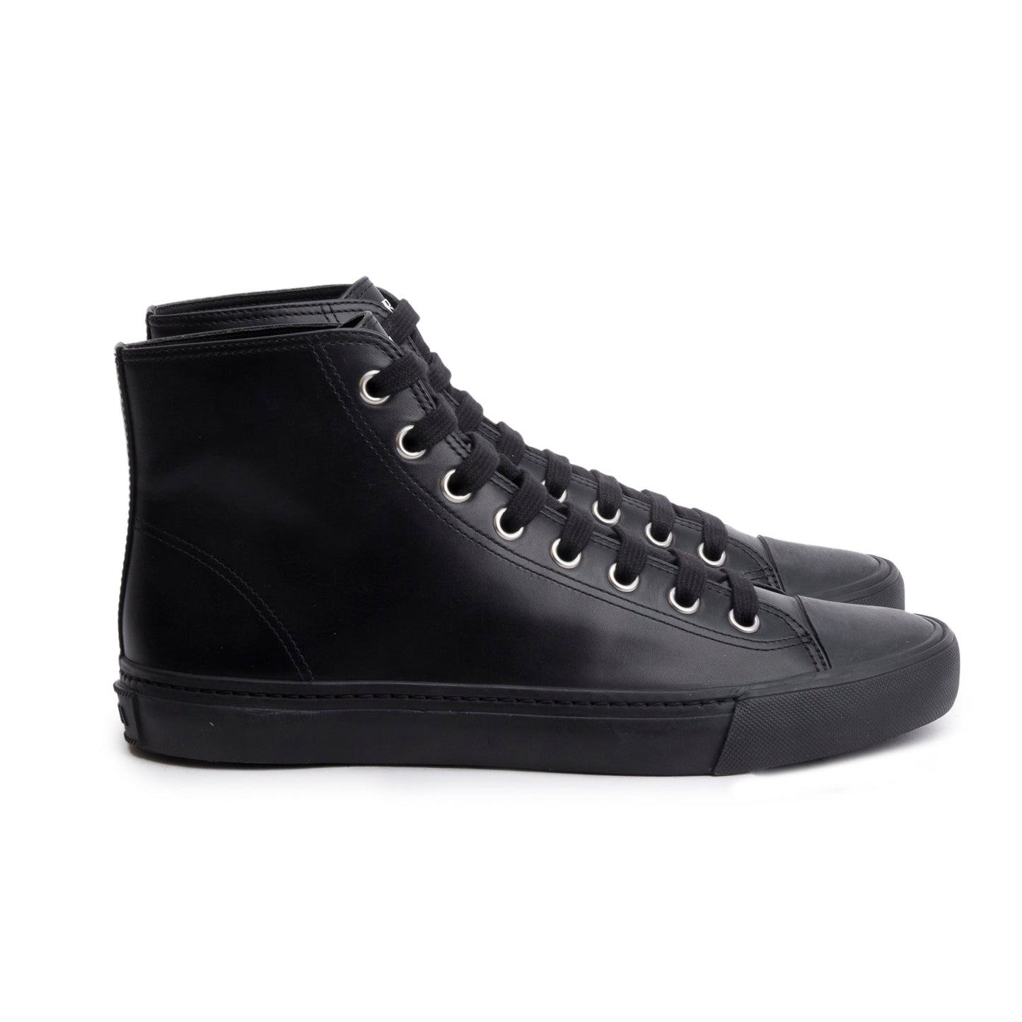 Prada Black Vitello Plume Logo High Top Sneakers, Men's Size 9
