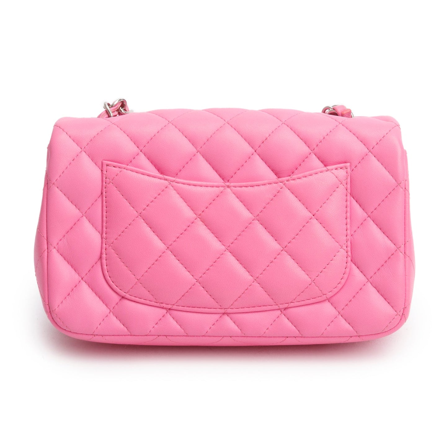 Chanel 2021 Pink Lambskin Quilted Mini Rectangular Flap Bag
