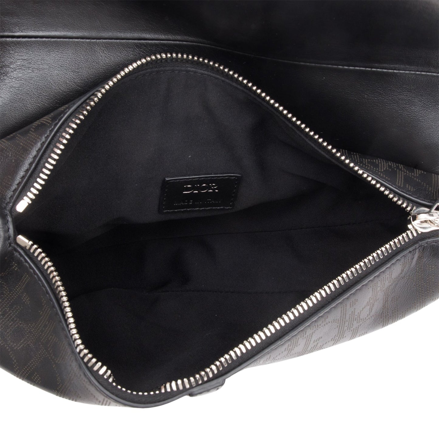 Christian Dior 2021 Black Oblique Galaxy Perforated Leather Saddle Bag