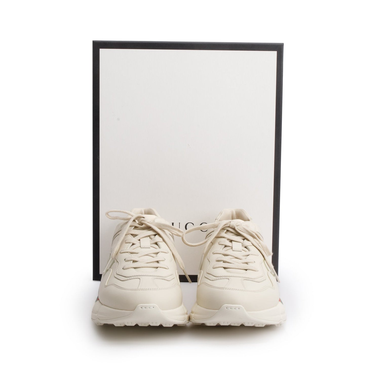 Gucci Beige Leather Rhyton Gucci Logo Sneakers, Men's Size 8