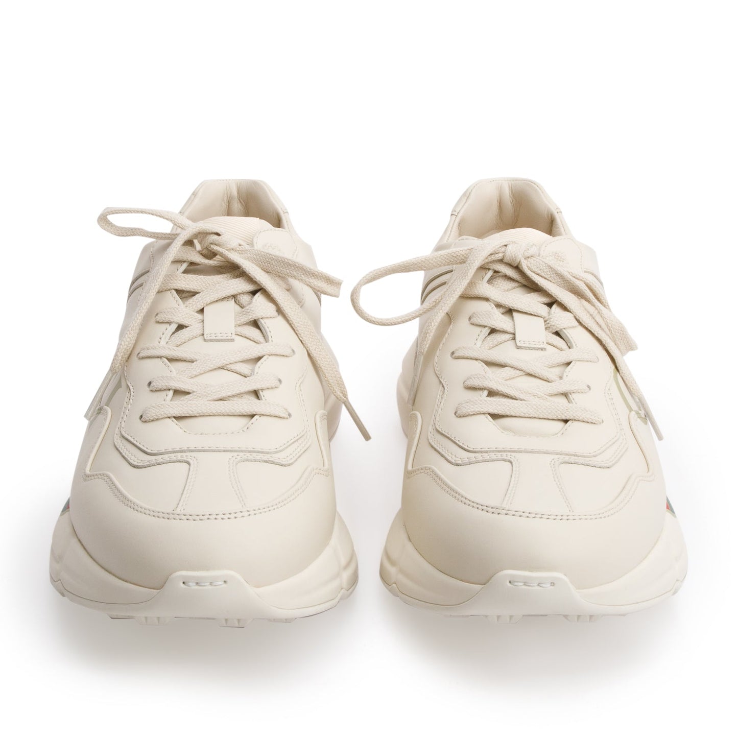 Gucci Beige Leather Rhyton Gucci Logo Sneakers, Men's Size 8