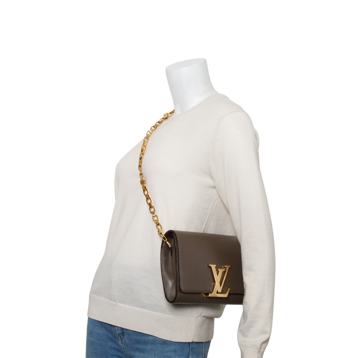 Louis Vuitton Taupe Calfskin Chain Louise Pochette
