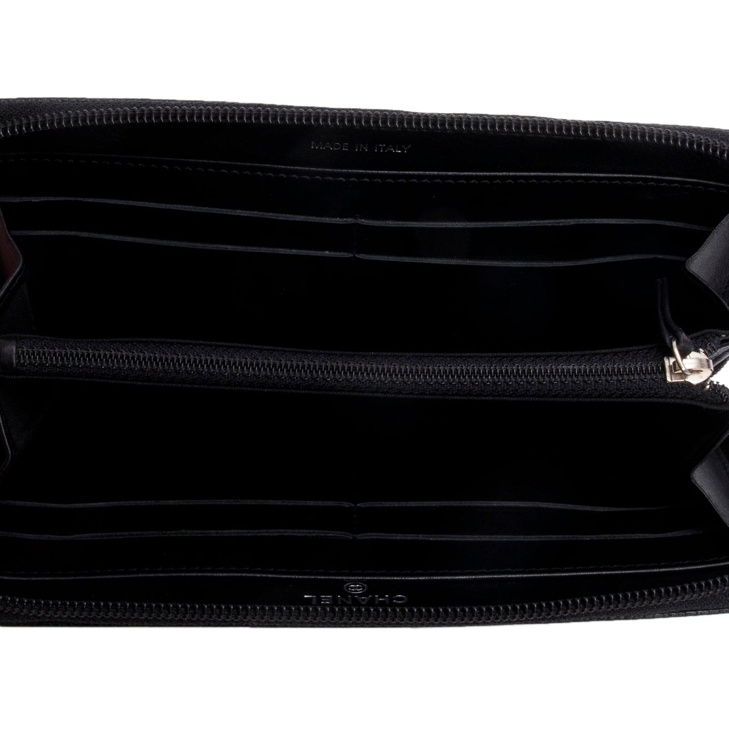Chanel Black Caviar Timeless CC Zip Around Wallet