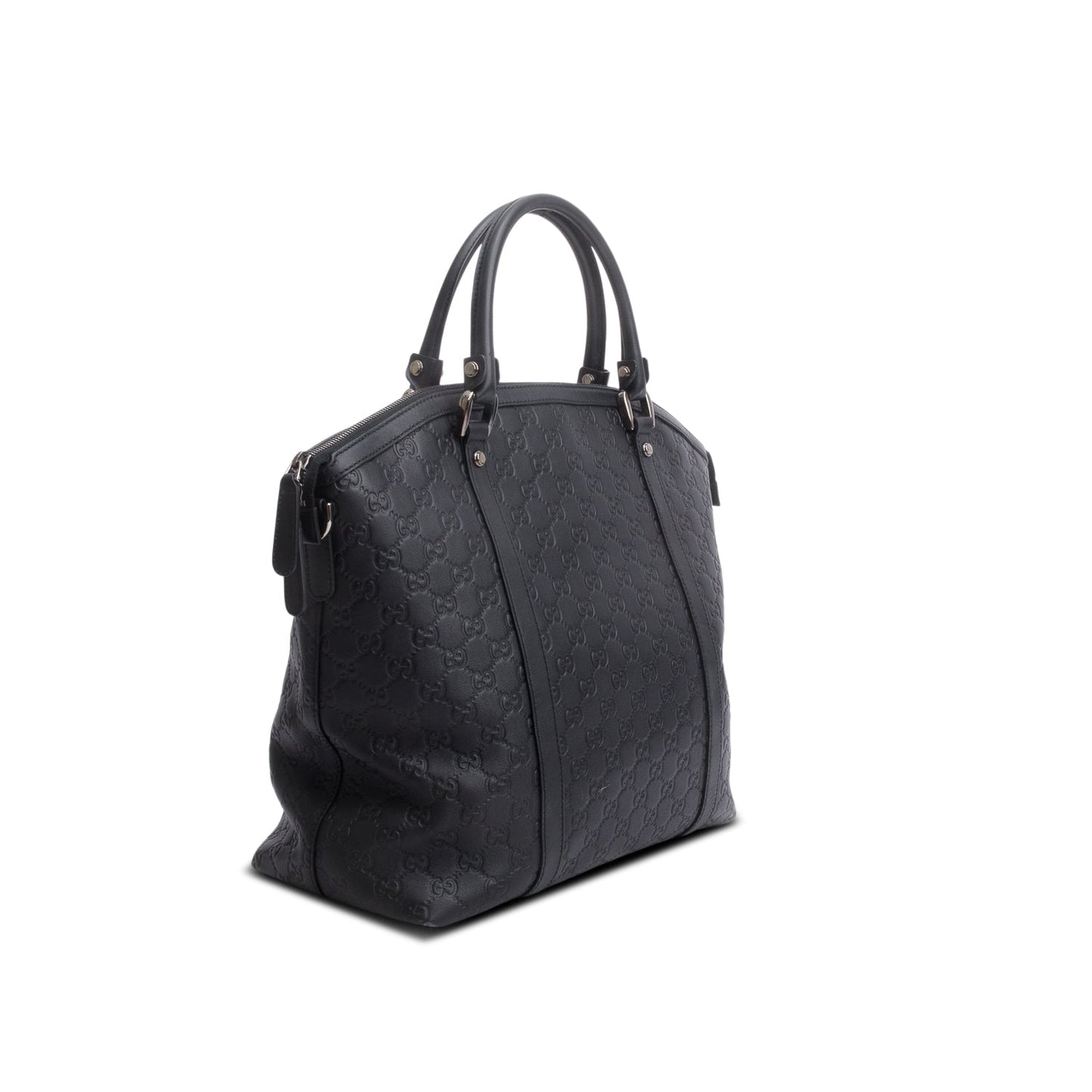 Gucci Black Guccissima Medium GG Charm Convertible Dome Satchel