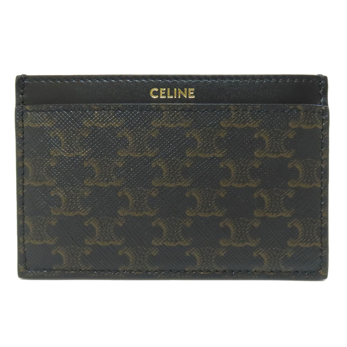 CELINE Card Case leather black Triomphe Women(Unisex)