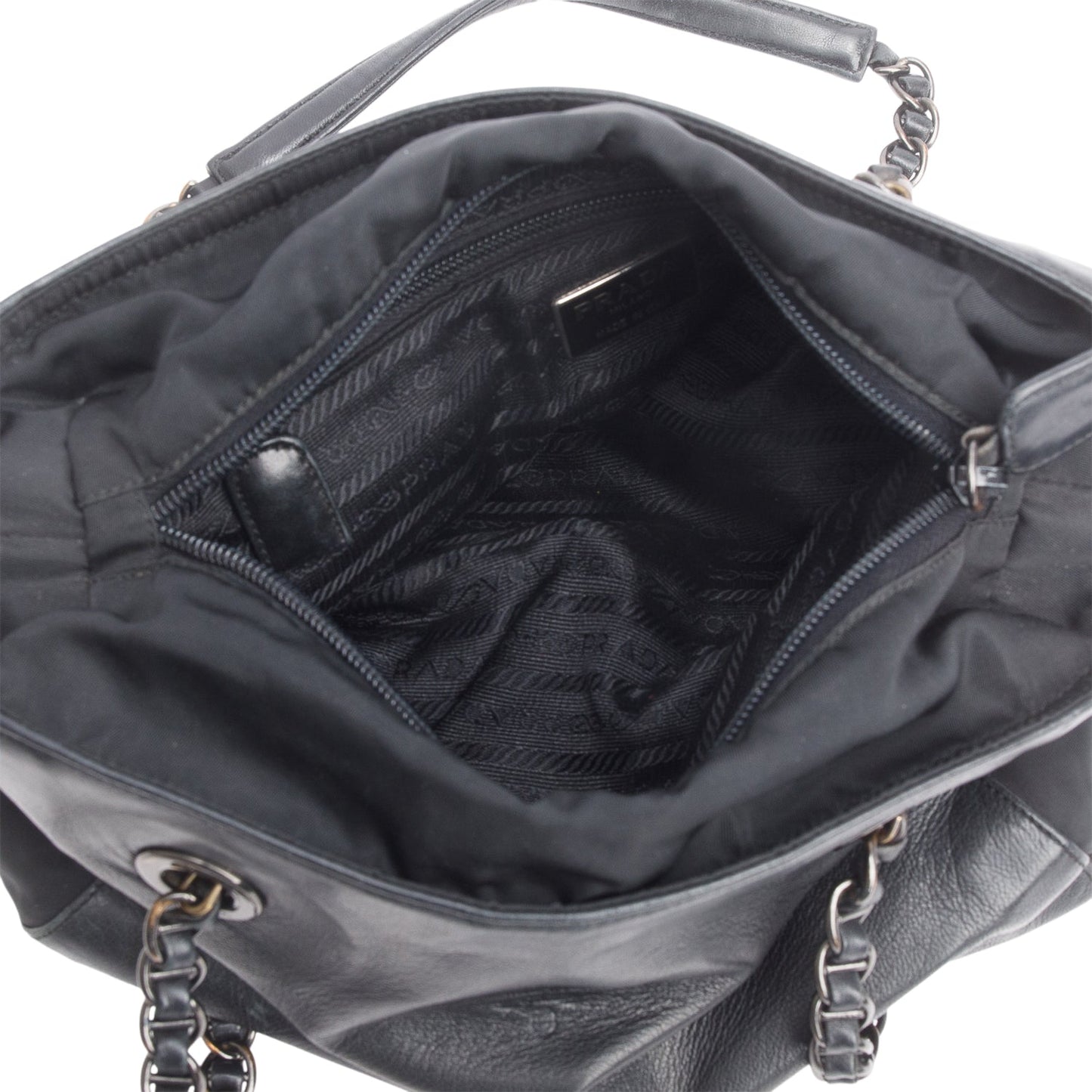 Prada Black Nappa Leather & Tessuto Nylon Catena Bag