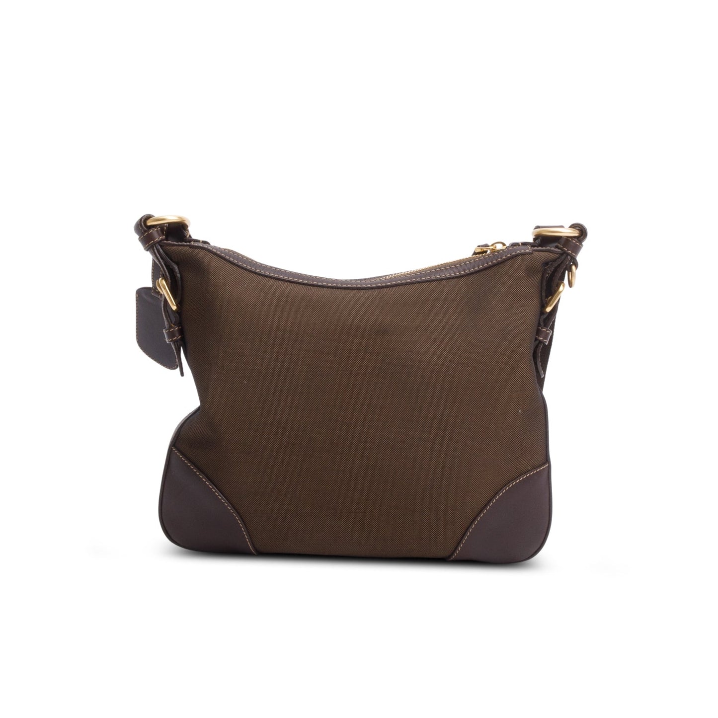 Prada Brown Canapa Jacquard Logo Flat Messenger Bag