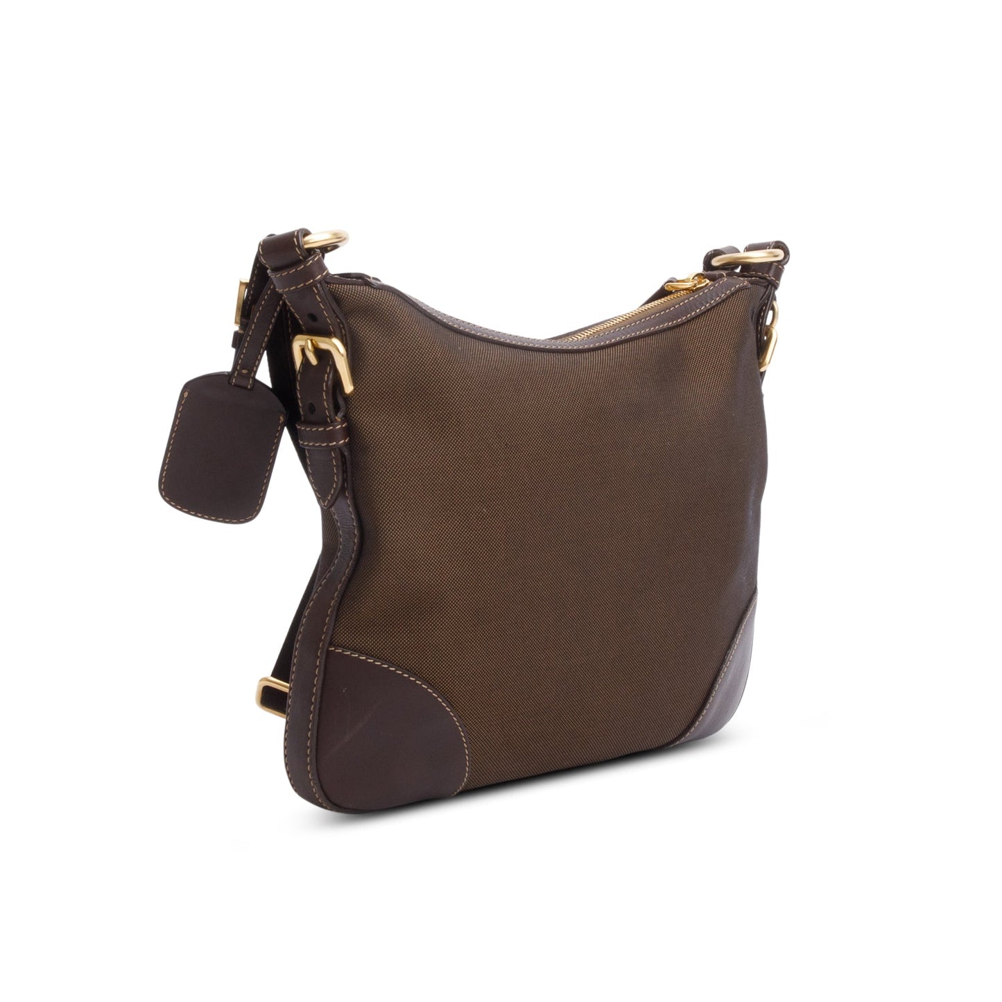 Prada Brown Canapa Jacquard Logo Flat Messenger Bag