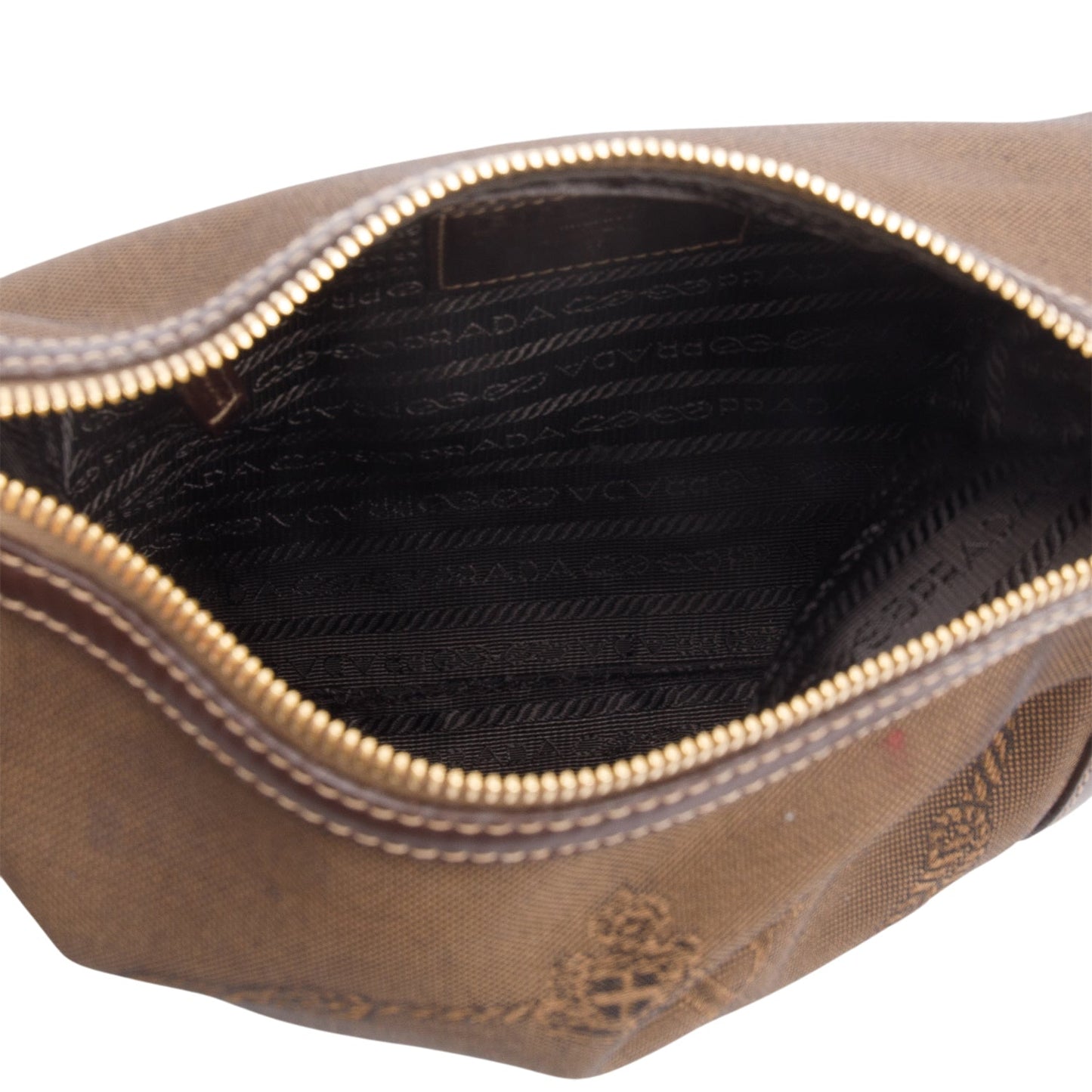 Prada Brown Canapa Jacquard Logo Flat Messenger Bag