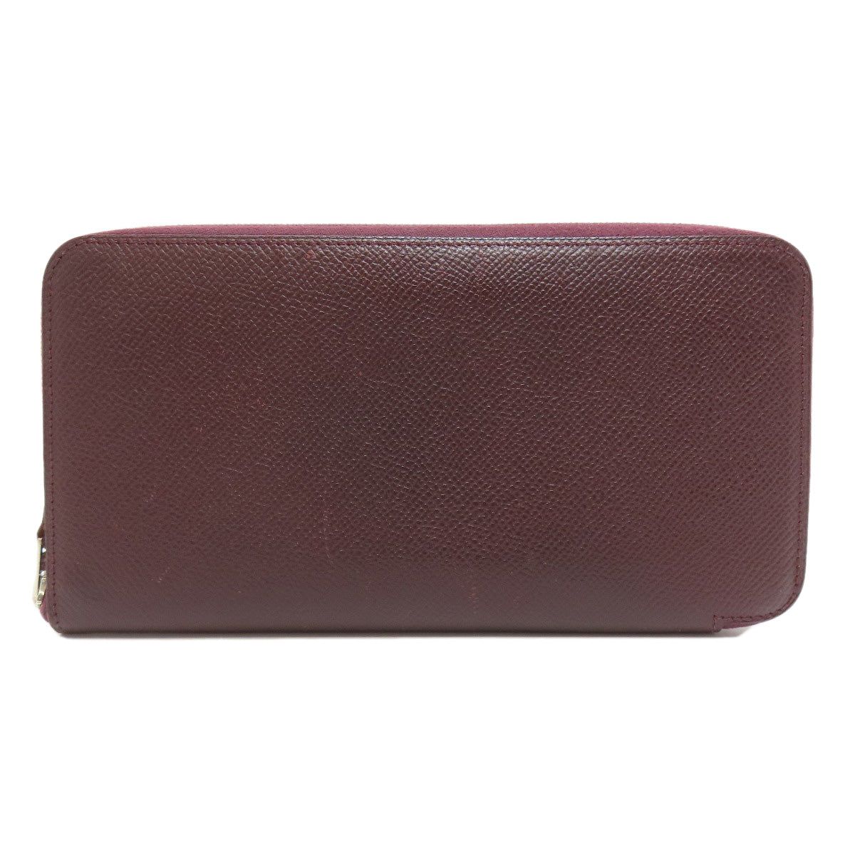 HERMES Long Wallet Purse Epsom wine-red Azap Silkin Silver Metal Women