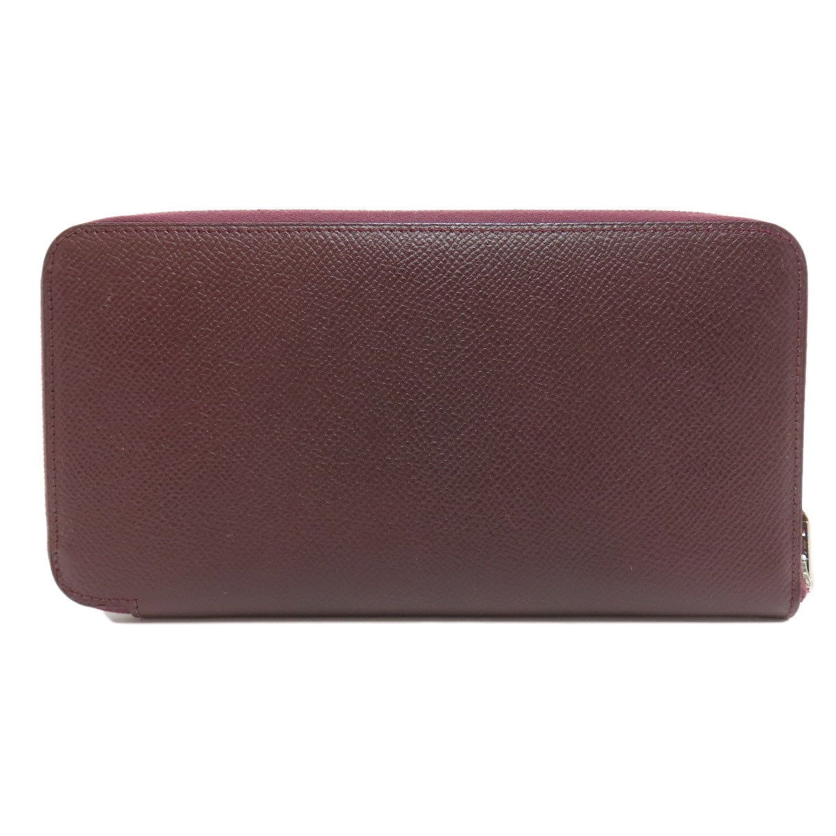 HERMES Long Wallet Purse Epsom wine-red Azap Silkin Silver Metal Women