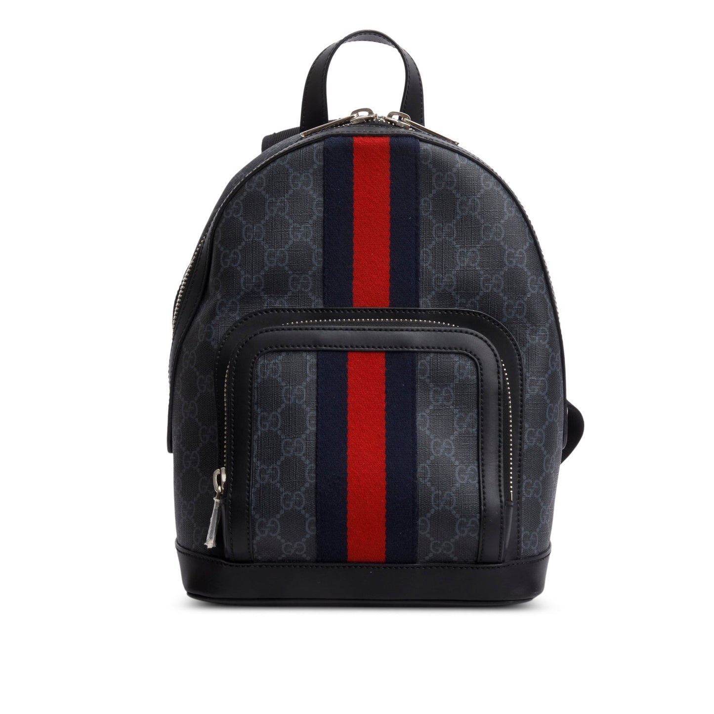 Gucci Black GG Supreme Monogram Calfskin Web Small Ophidia Day Backpack
